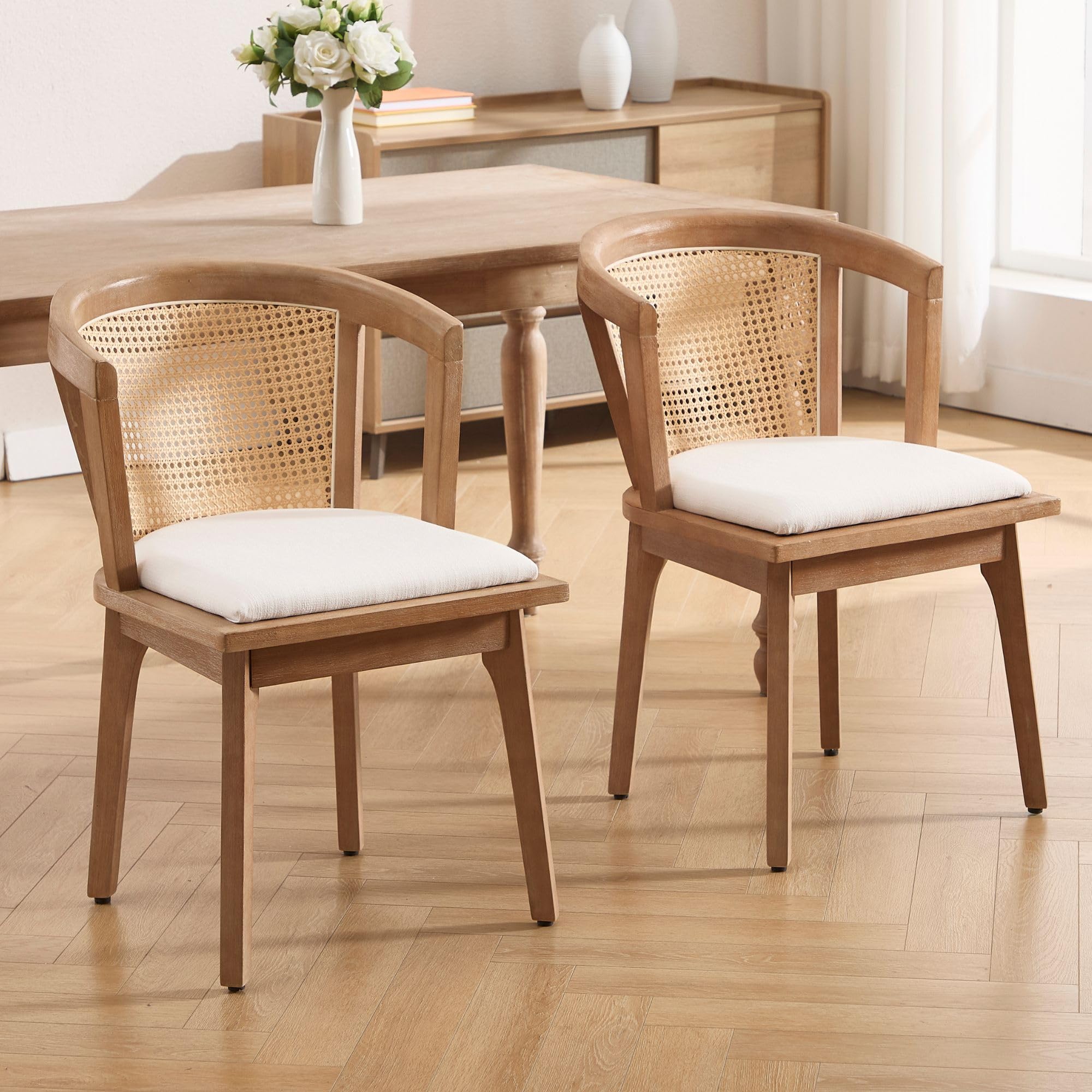 Dining Chairs with Cane Woven Back Set of 2 - 10085DC - Image 4