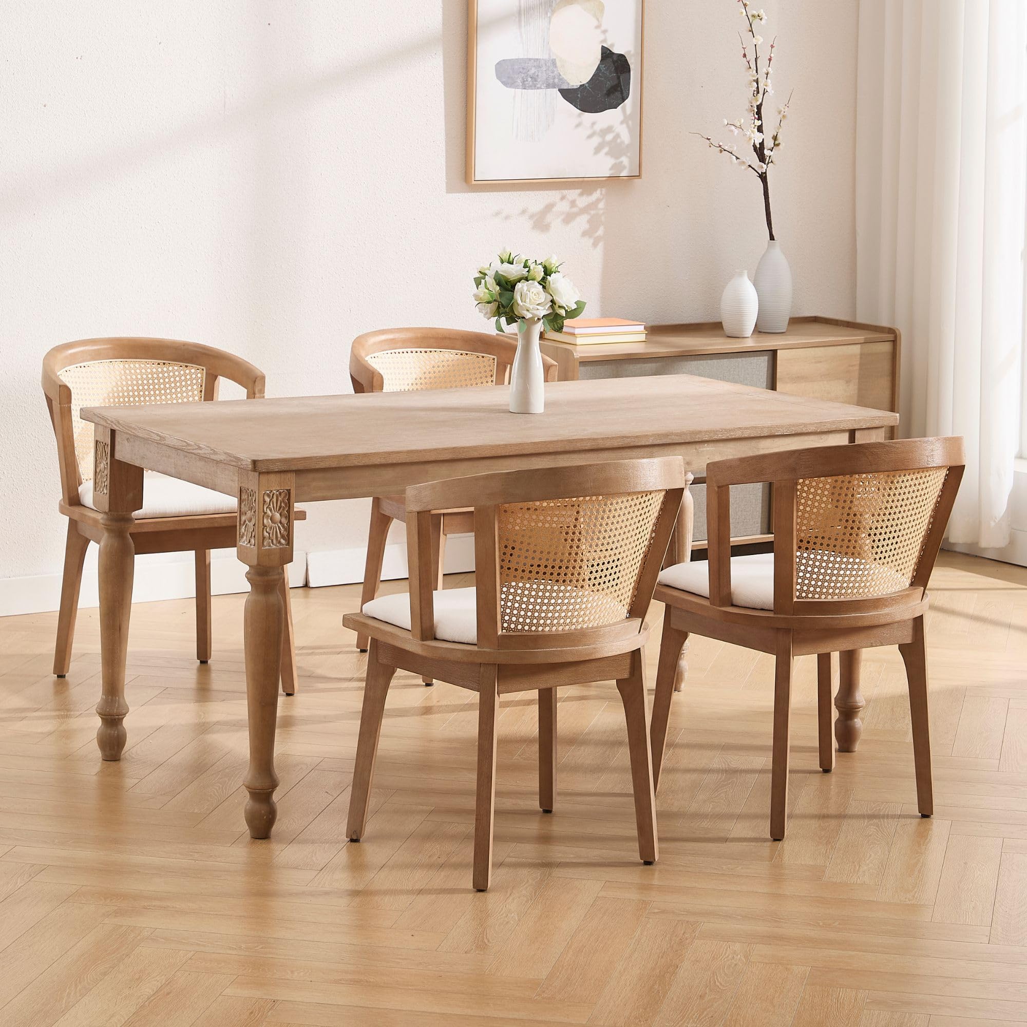Dining Chairs with Cane Woven Back Set of 2 - 10085DC - Image 5