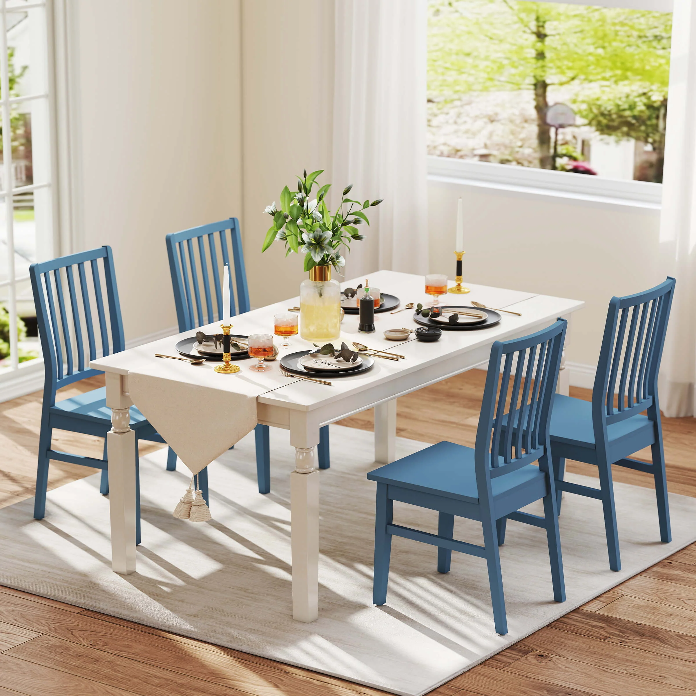 Farmhouse High Spindle Back Armless Dining Chairs Set of 4 - 0005DC - Image 12