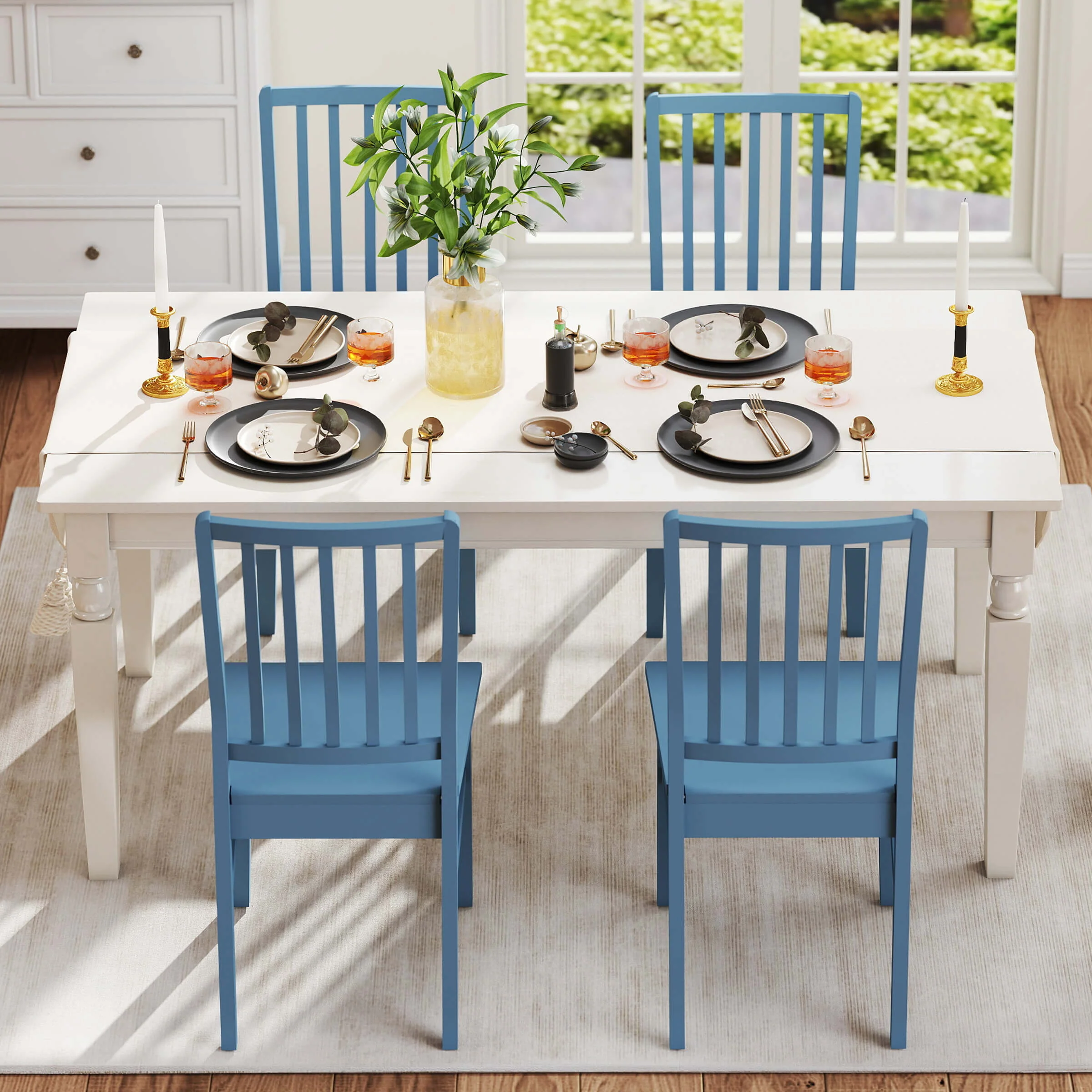 Farmhouse High Spindle Back Armless Dining Chairs Set of 4 - 0005DC - Image 13