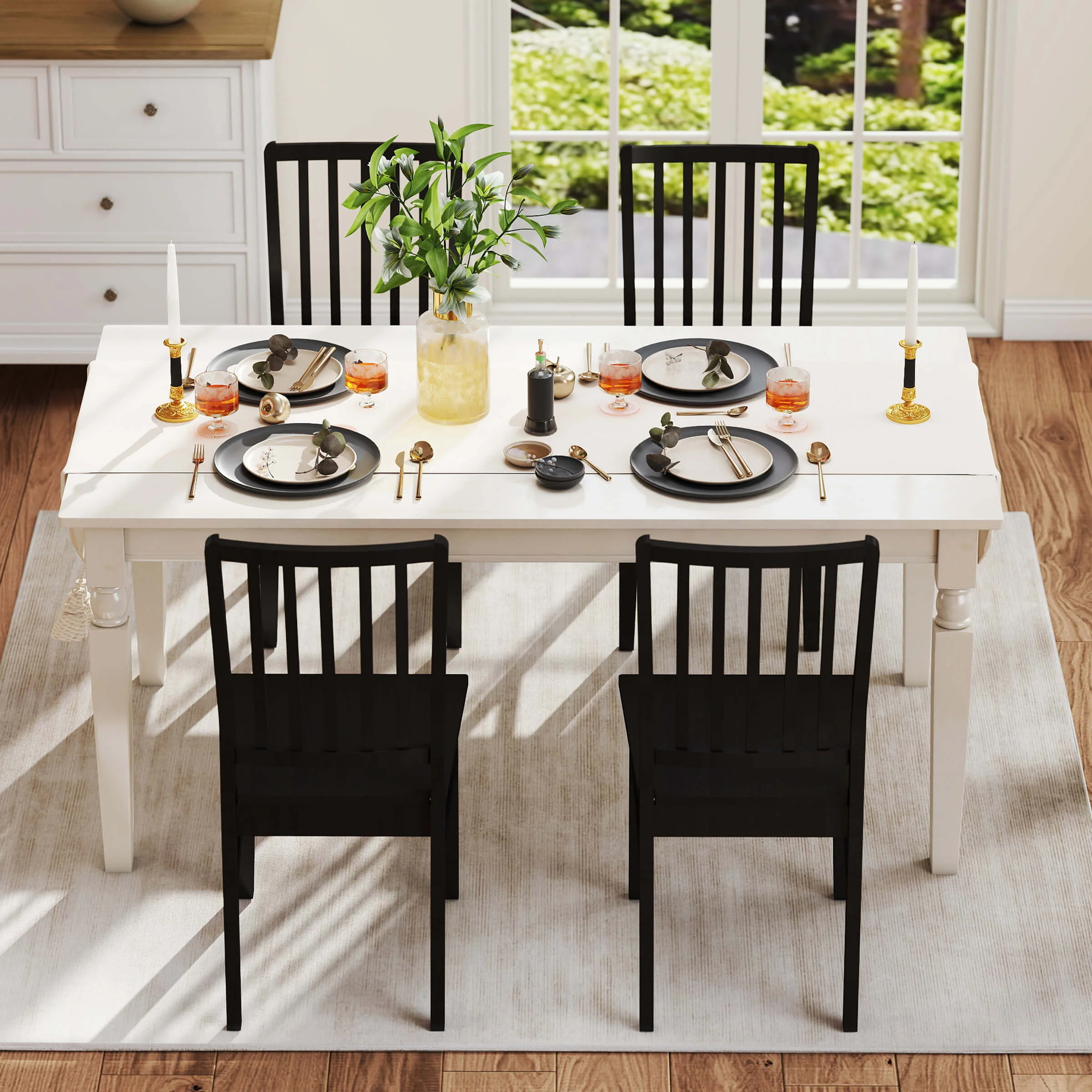 Farmhouse High Spindle Back Armless Dining Chairs Set of 4 - 0005DC - Image 2