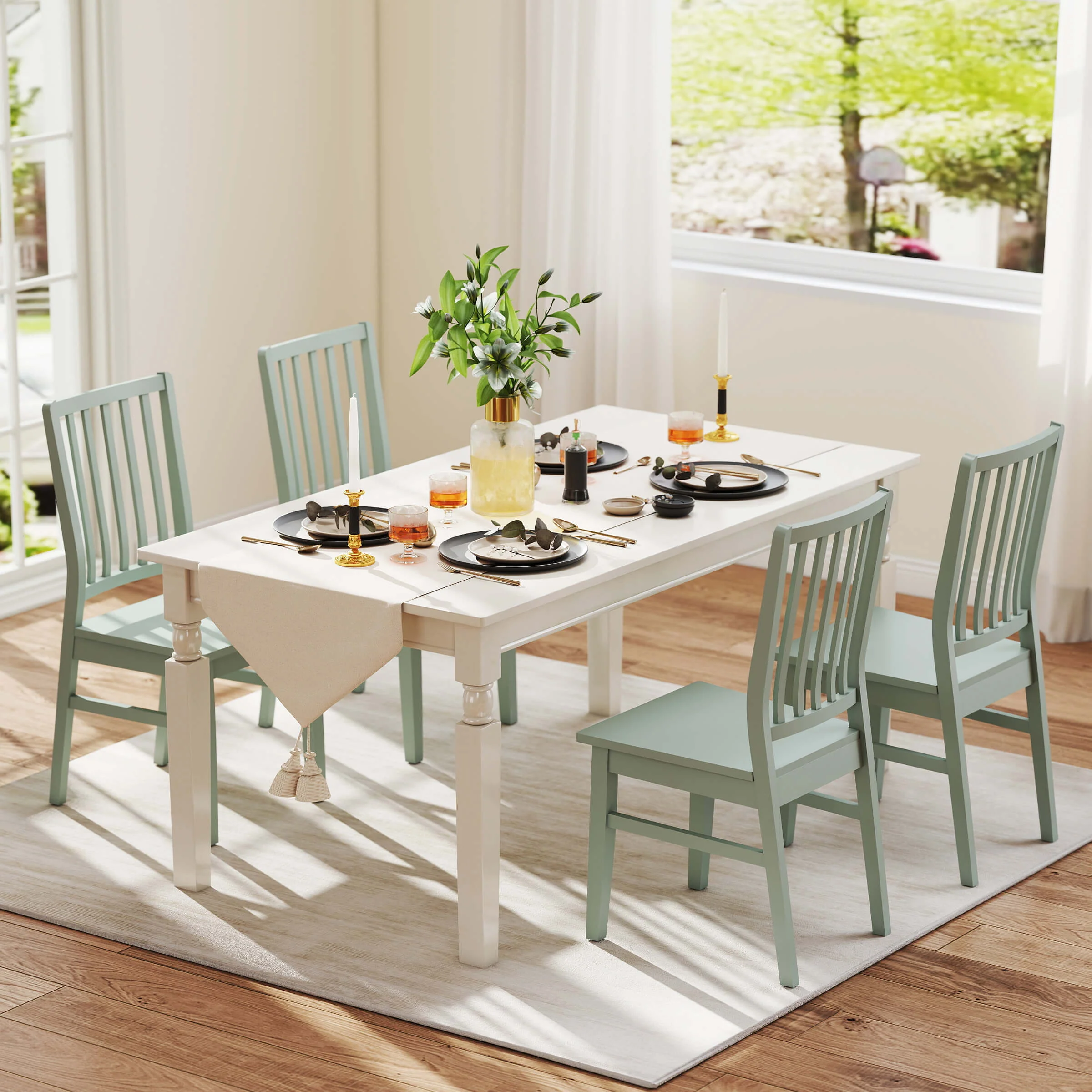 Farmhouse High Spindle Back Armless Dining Chairs Set of 4 - 0005DC - Image 21
