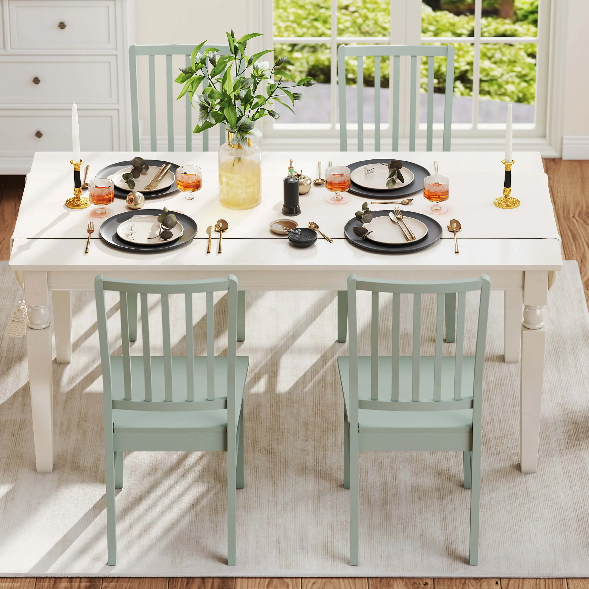 Farmhouse High Spindle Back Armless Dining Chairs Set of 4 - 0005DC - Image 22