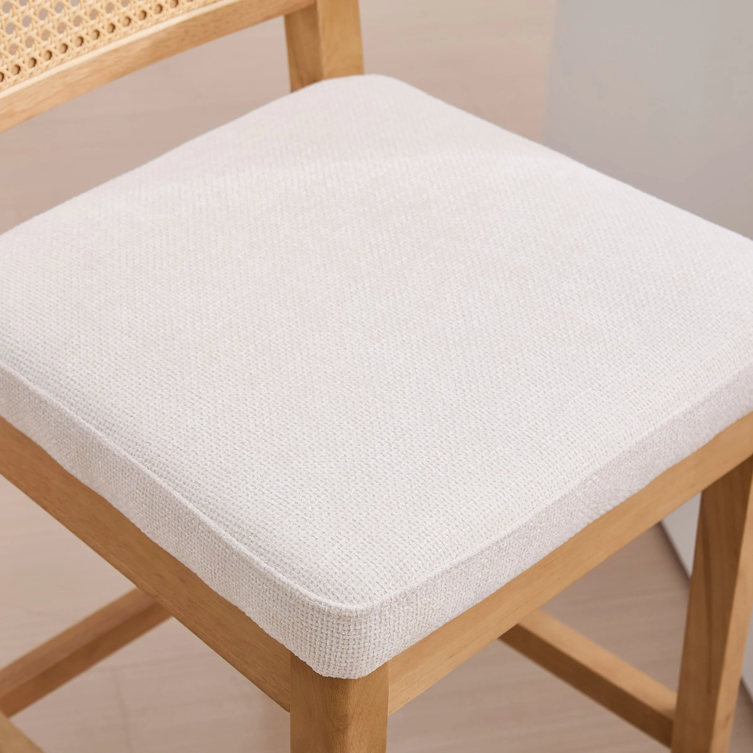 Farmhouse Rattan Back Chenille Counter Stool Set of 2 - 3234CS - Image 4