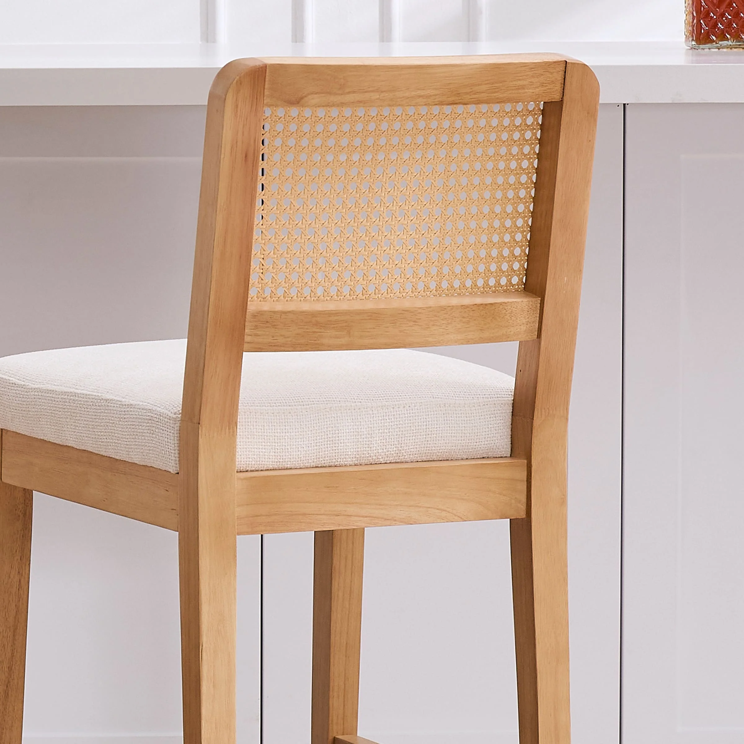 Farmhouse Rattan Back Chenille Counter Stool Set of 2 - 3234CS - Image 6