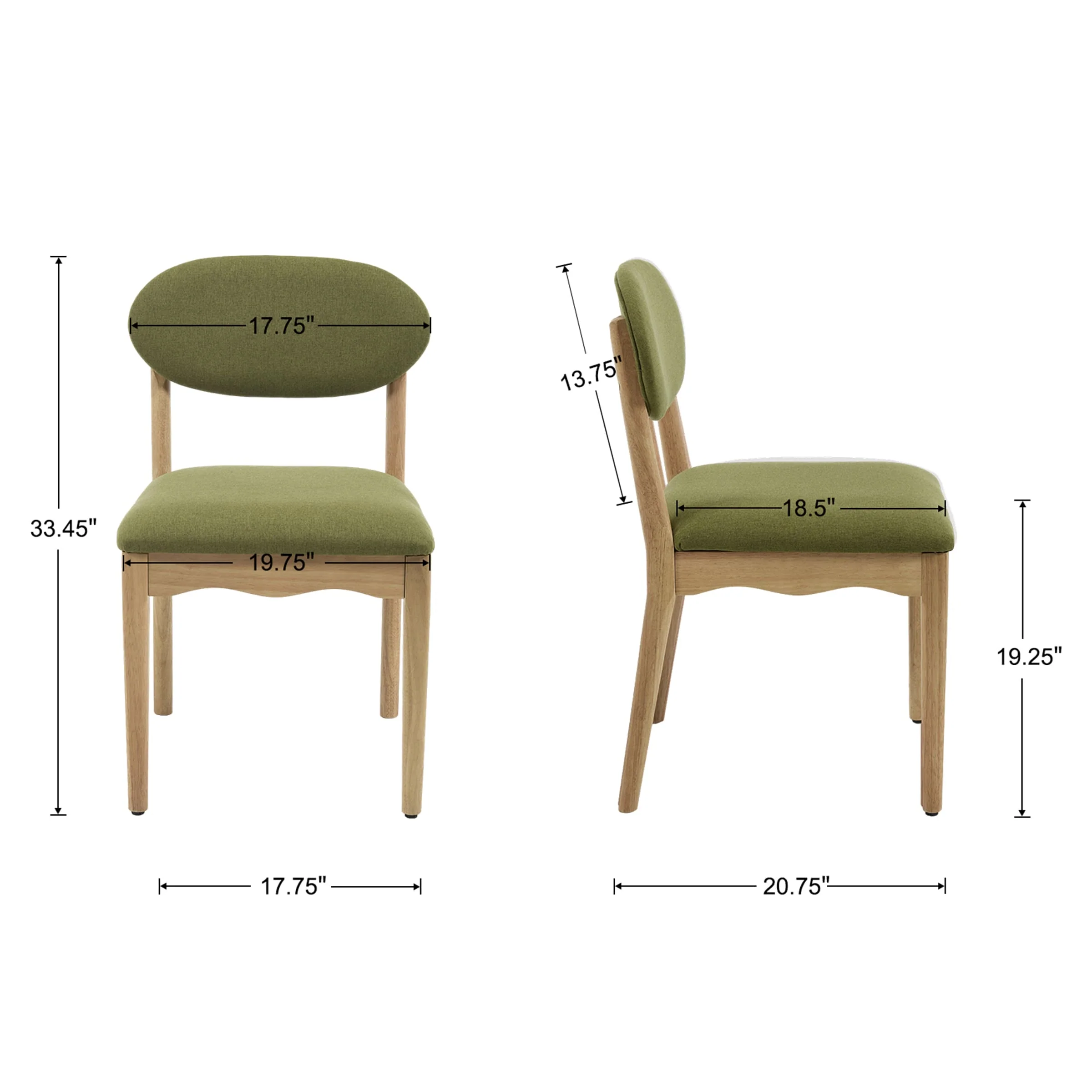 Wooden Upholstered Dining Chair Set of 2 - 10066DC - Image 10