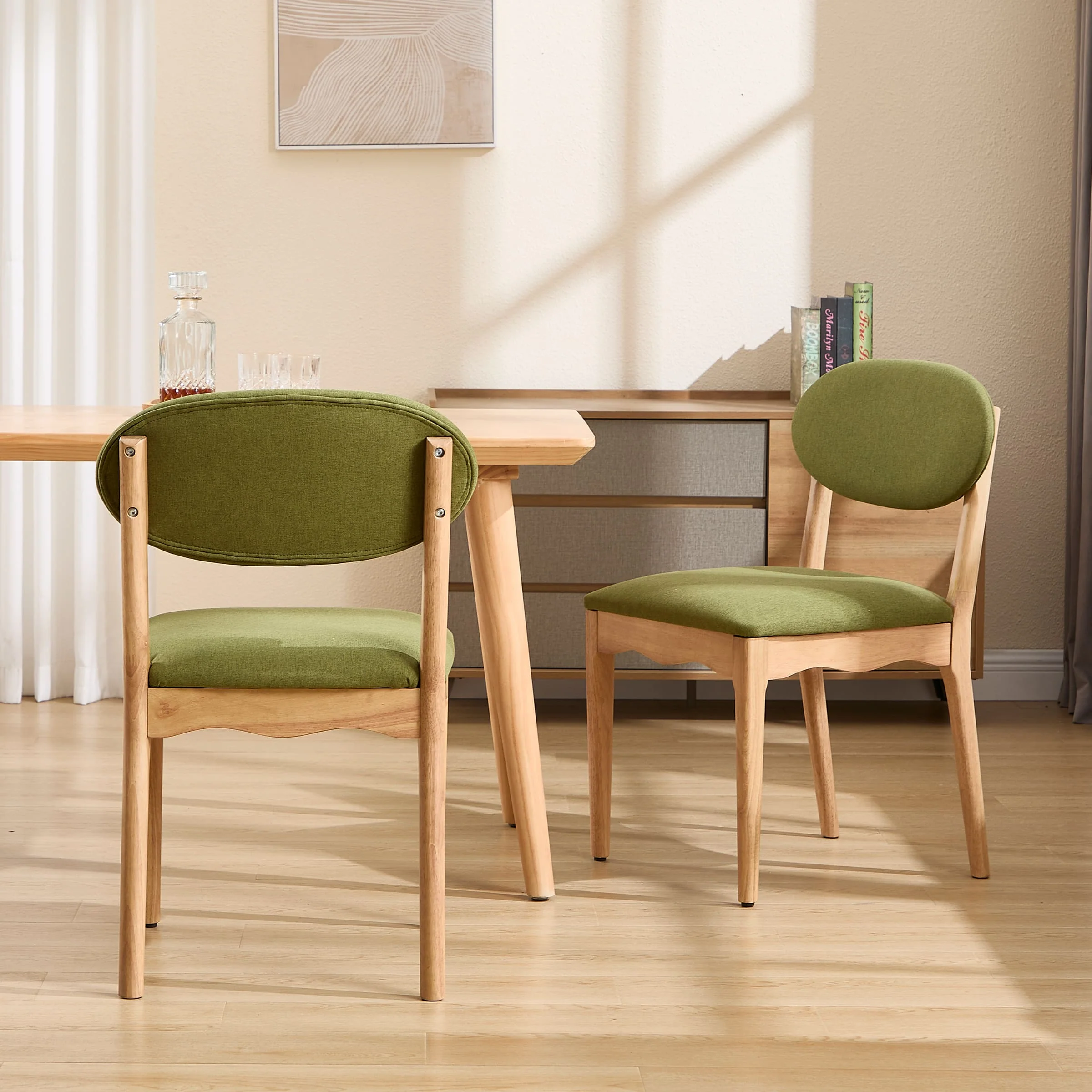 Wooden Upholstered Dining Chair Set of 2 - 10066DC - Image 2