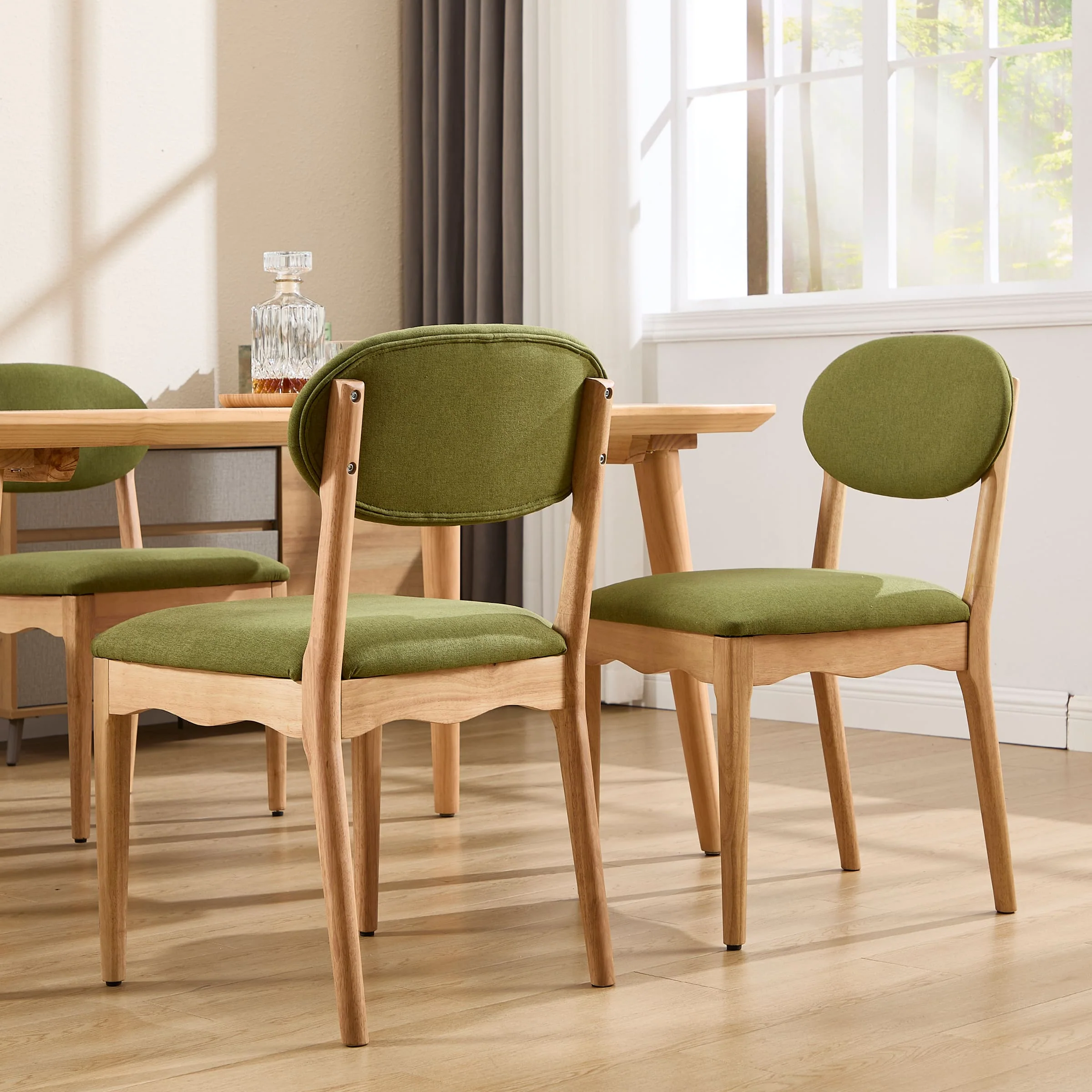 Wooden Upholstered Dining Chair Set of 2 - 10066DC - Image 3