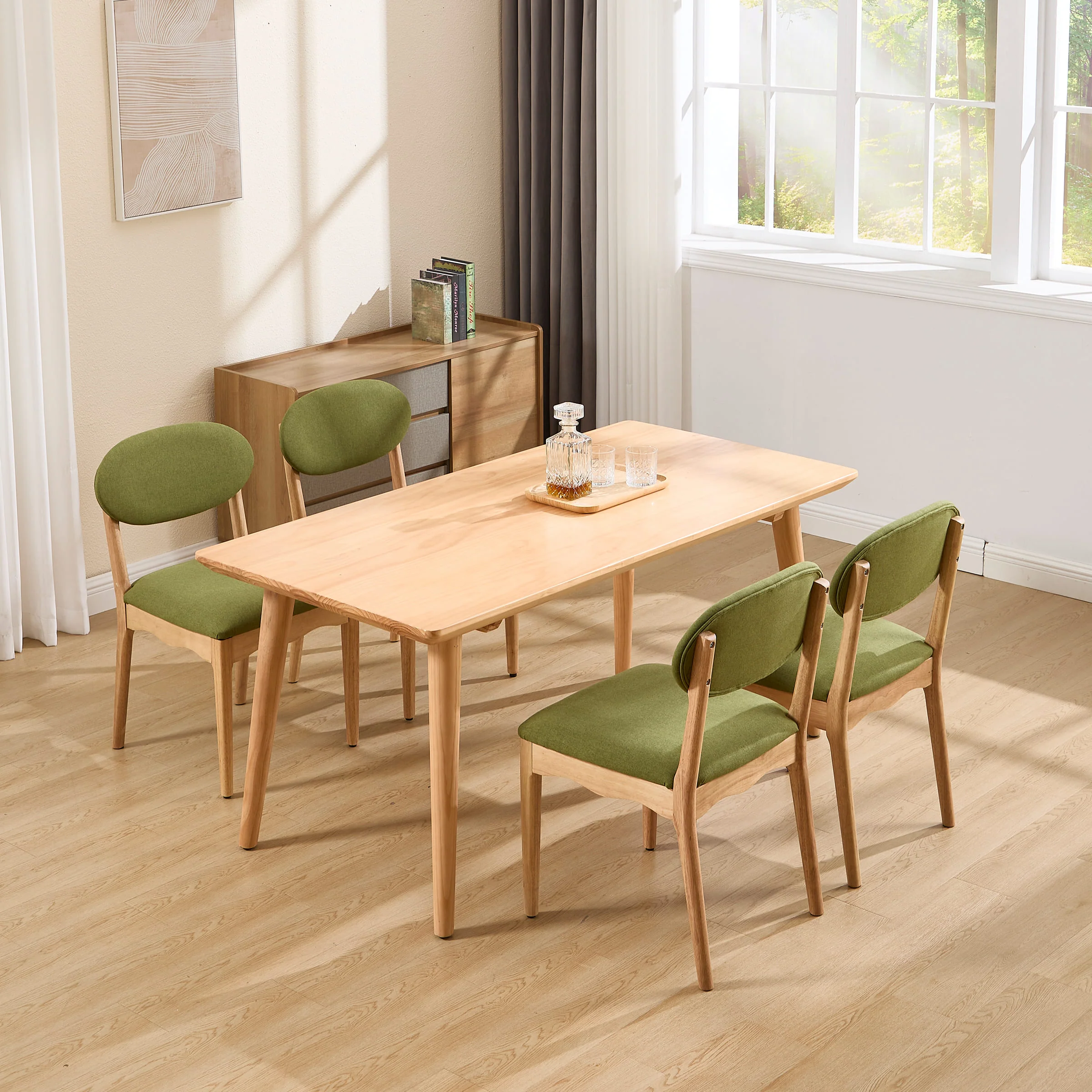 Wooden Upholstered Dining Chair Set of 2 - 10066DC - Image 4
