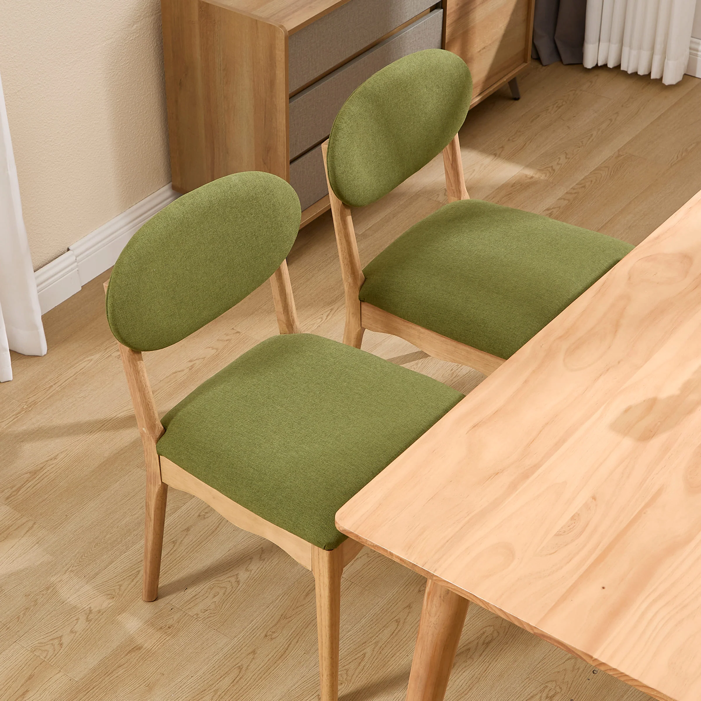 Wooden Upholstered Dining Chair Set of 2 - 10066DC - Image 5