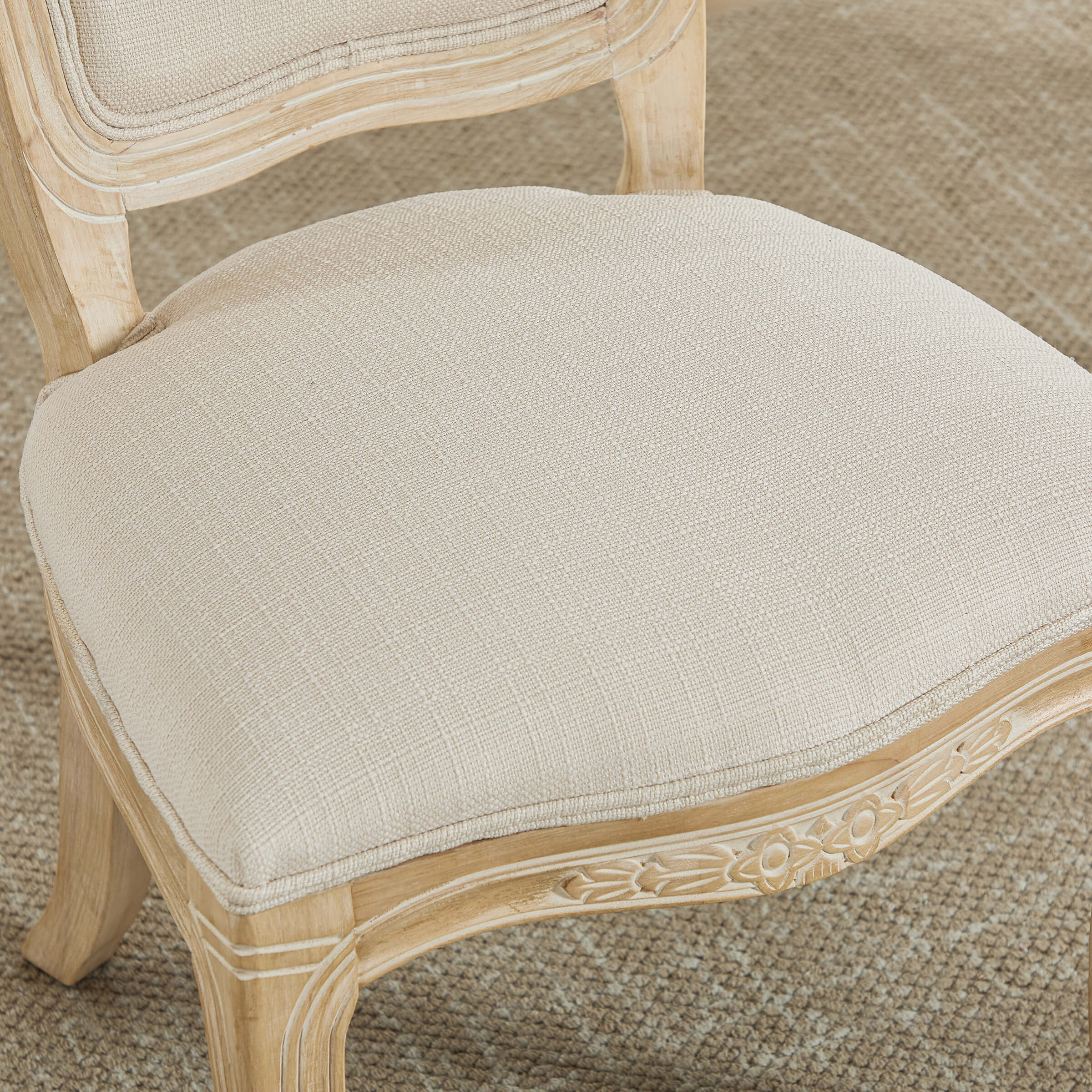 French Country Linen Fabric Dining Chairs Set of 2 - 3329DC - Image 14