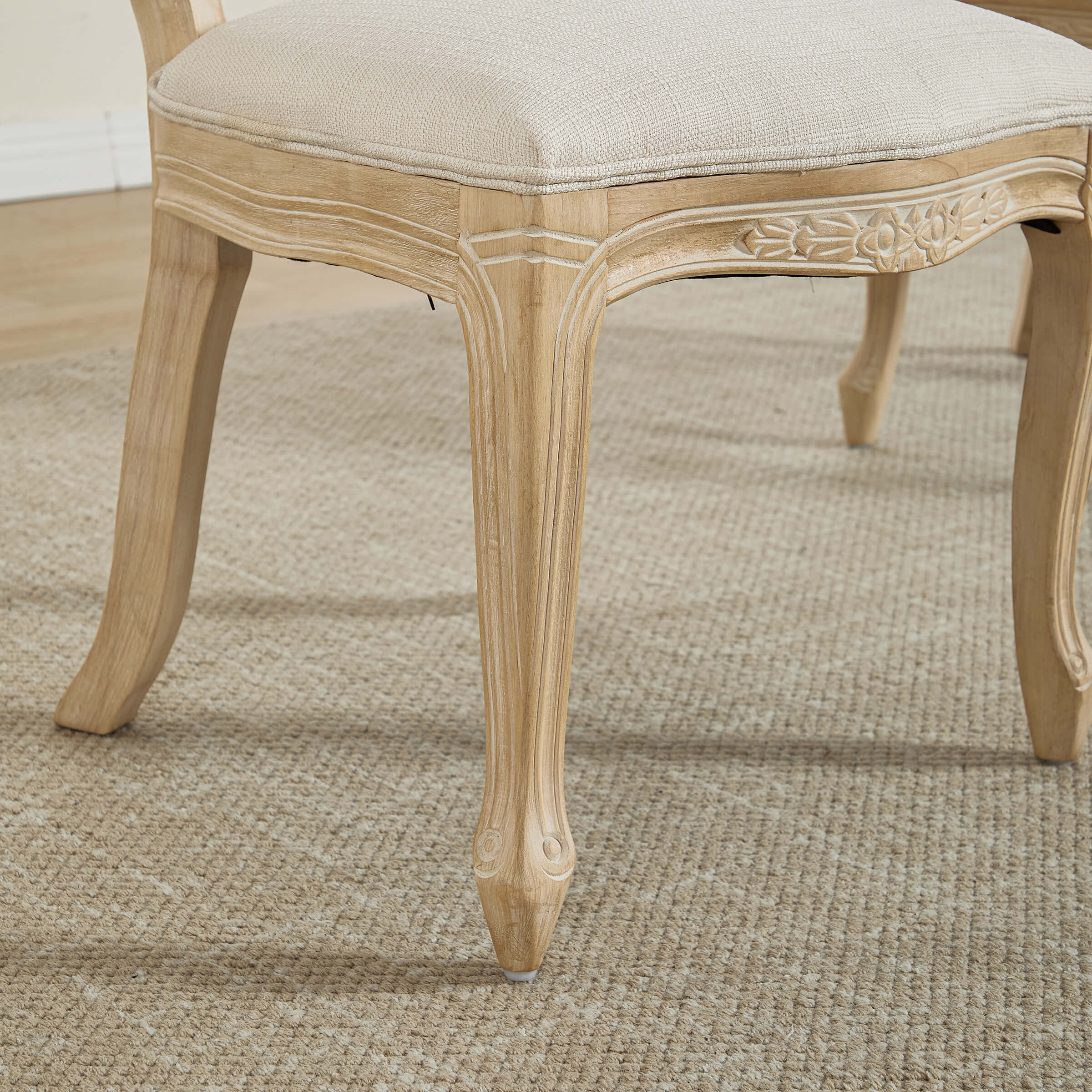French Country Linen Fabric Dining Chairs Set of 2 - 3329DC - Image 16
