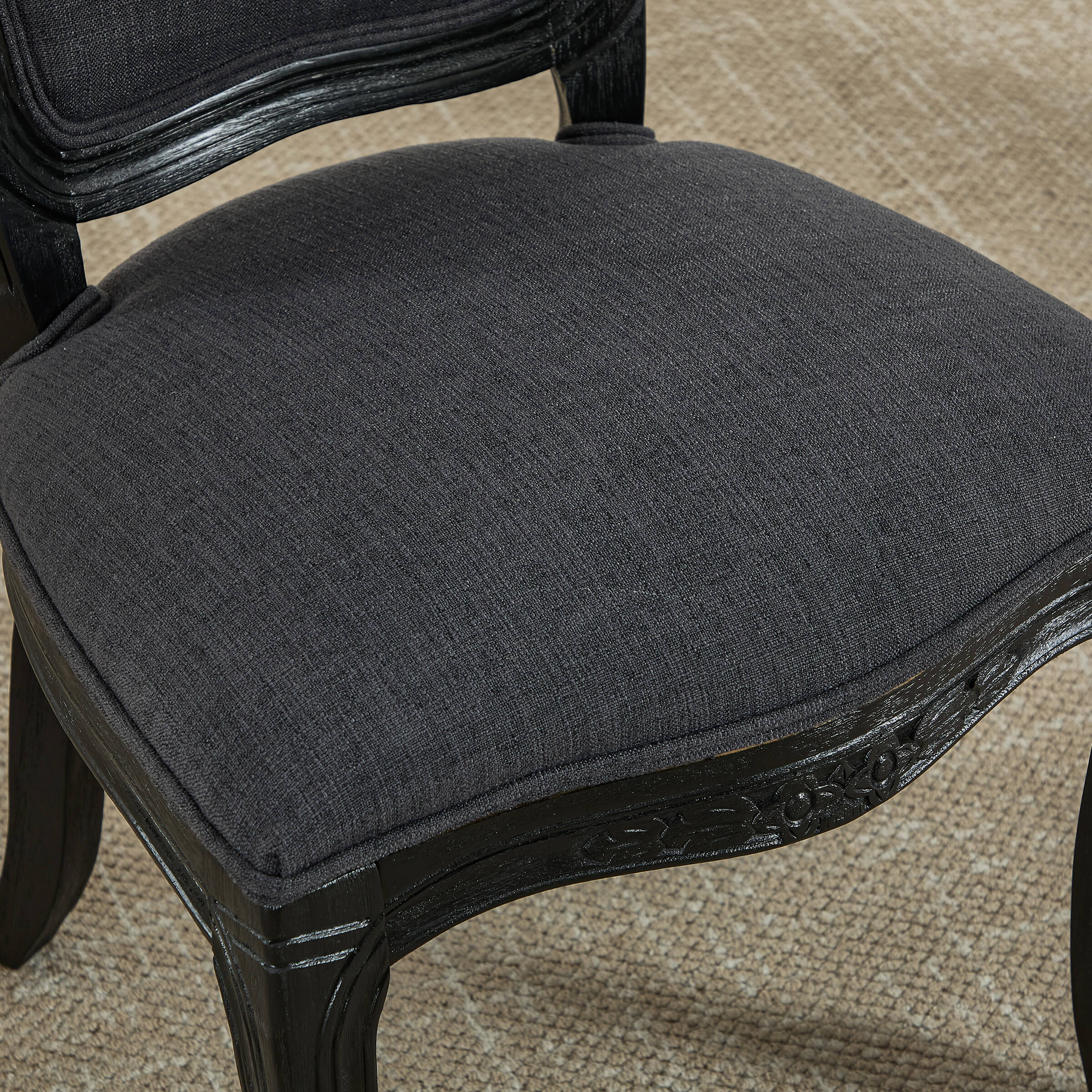 French Country Linen Fabric Dining Chairs Set of 2 - 3329DC - Image 23