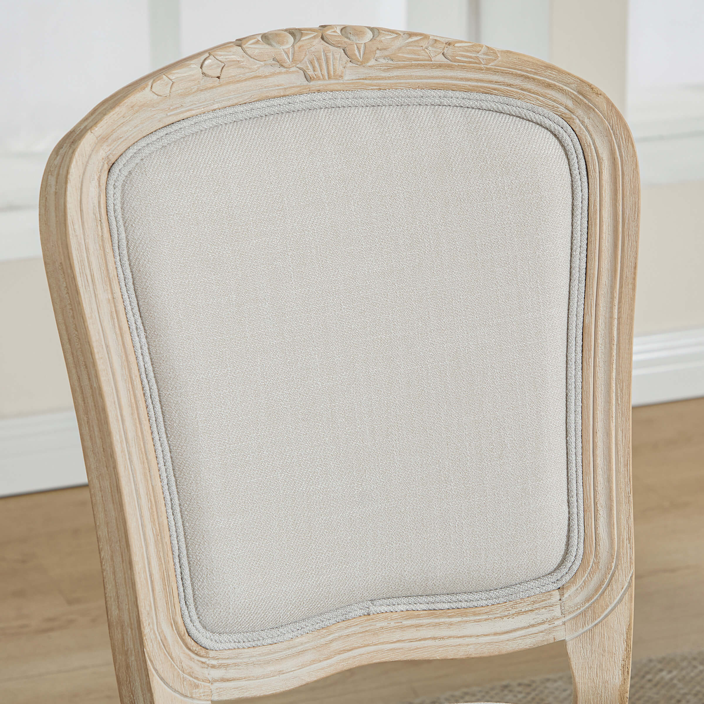 French Country Linen Fabric Dining Chairs Set of 2 - 3329DC - Image 4