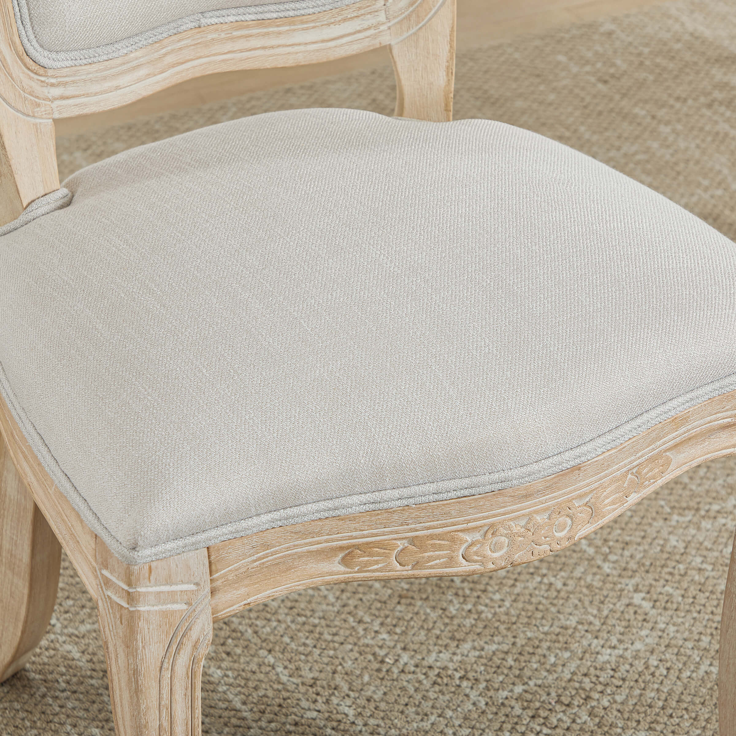 French Country Linen Fabric Dining Chairs Set of 2 - 3329DC - Image 5