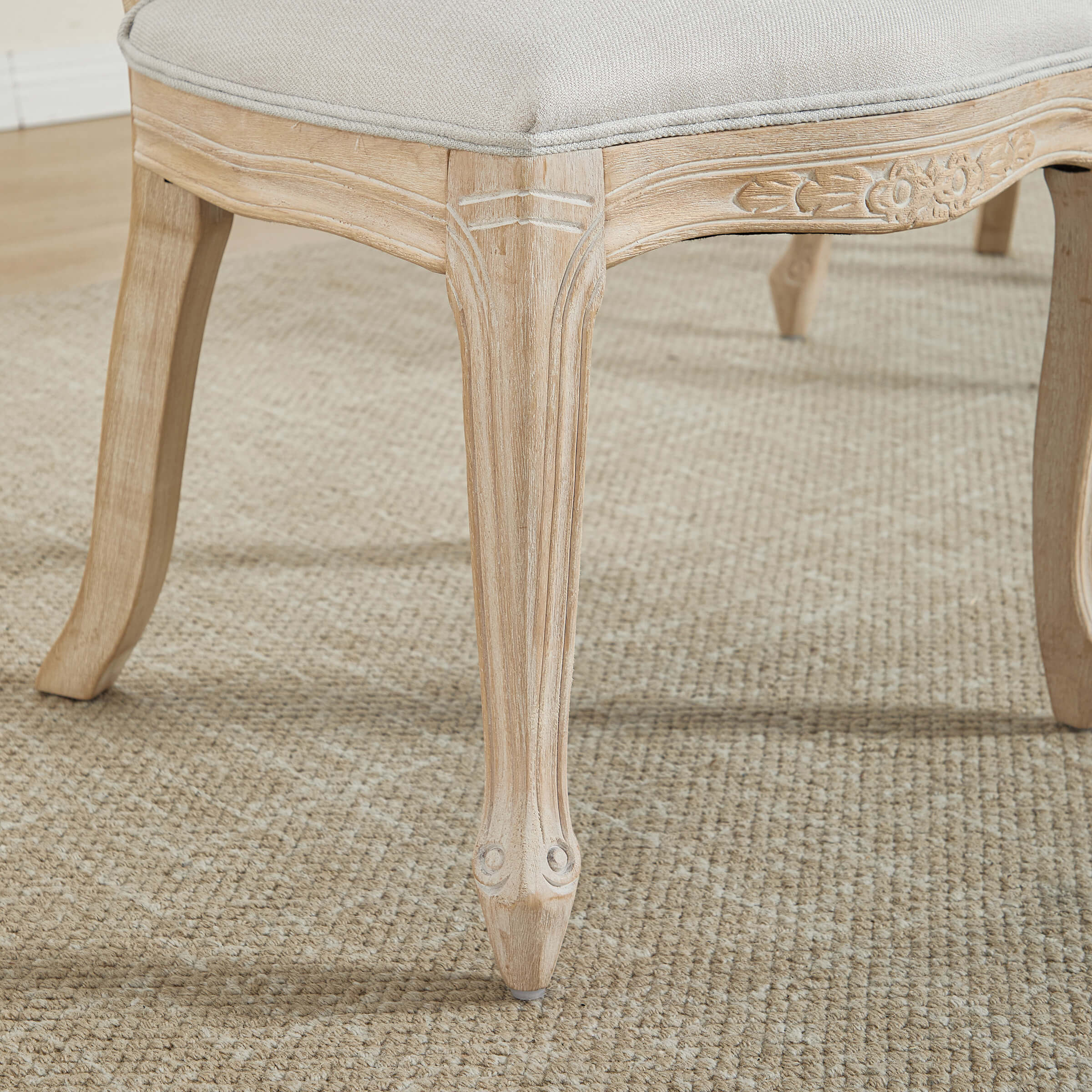 French Country Linen Fabric Dining Chairs Set of 2 - 3329DC - Image 7