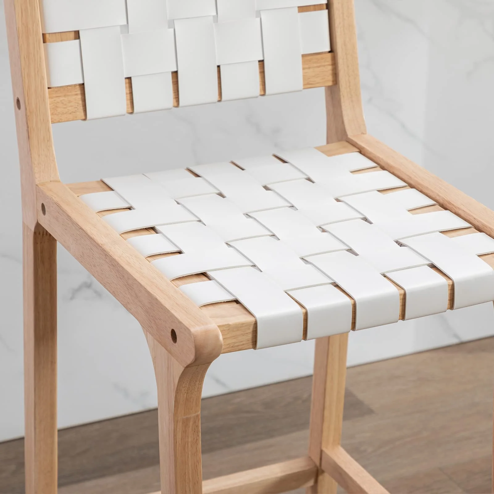 Leather Woven Strap Seat Counter Stools Set of 2 - 5703CS - Image 4