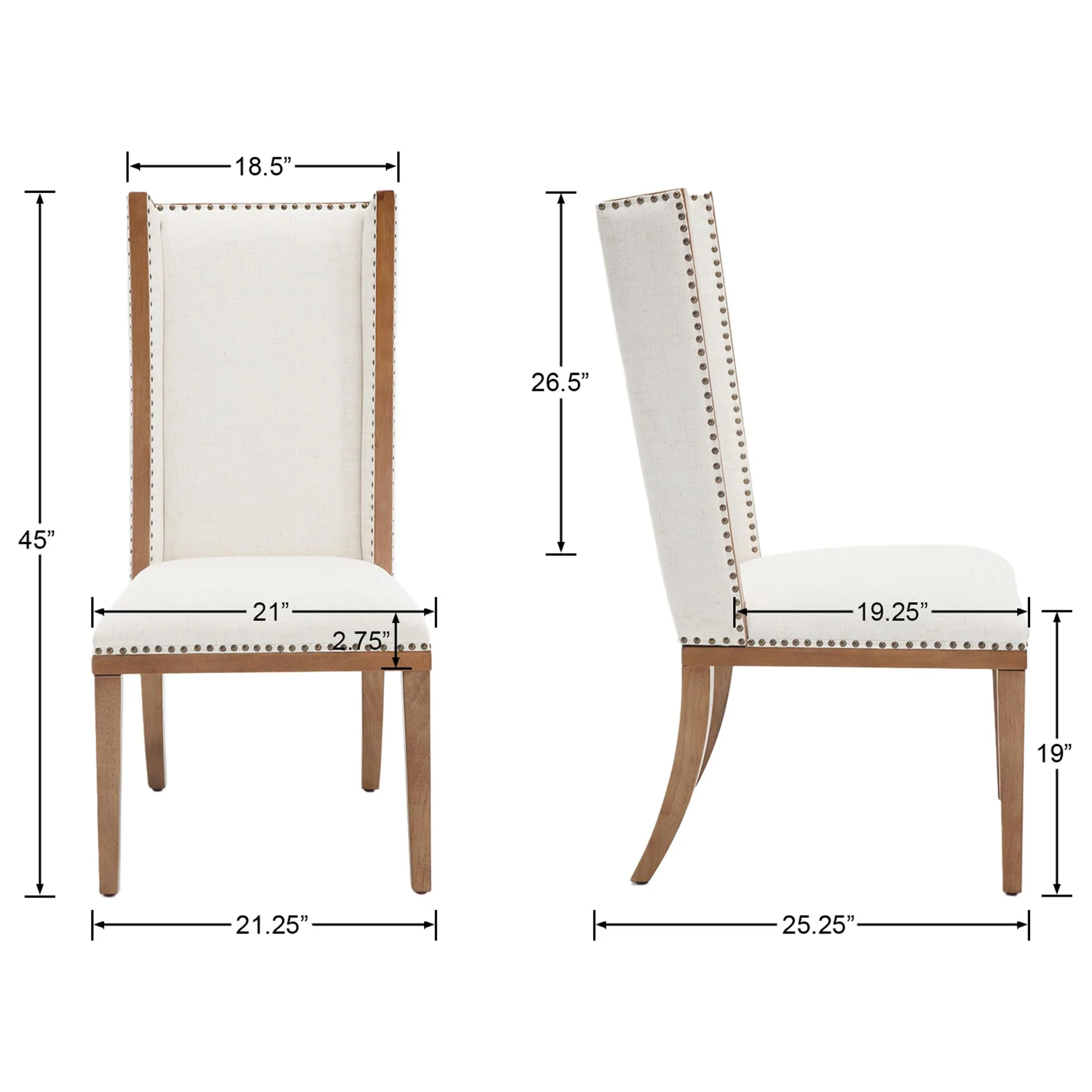 Mid Century High Back Dining Chairs Set of 2 - XX001DC - Image 7