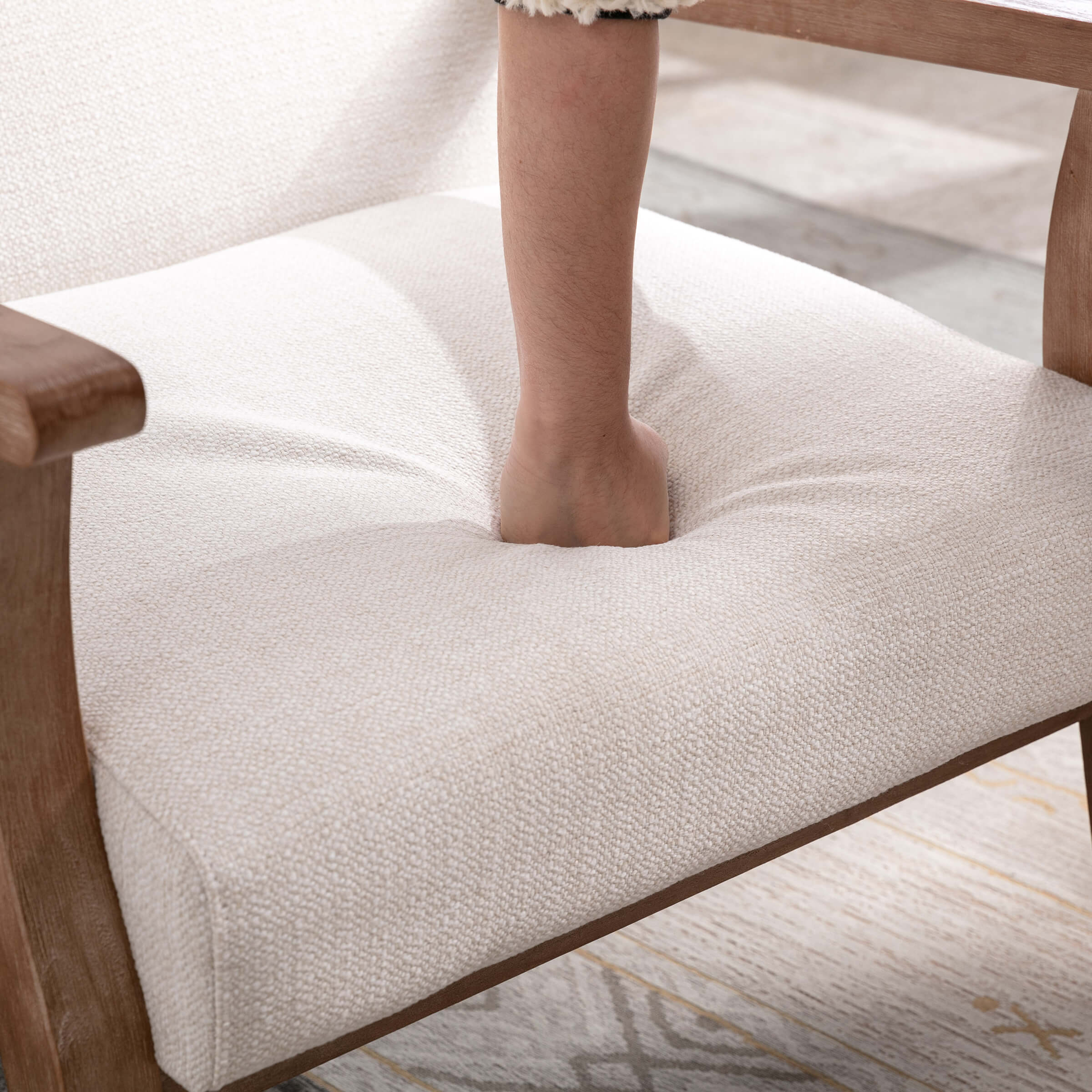 Mid Century Linen Fabric Armchair 1 PCS - 3461AC - Image 7