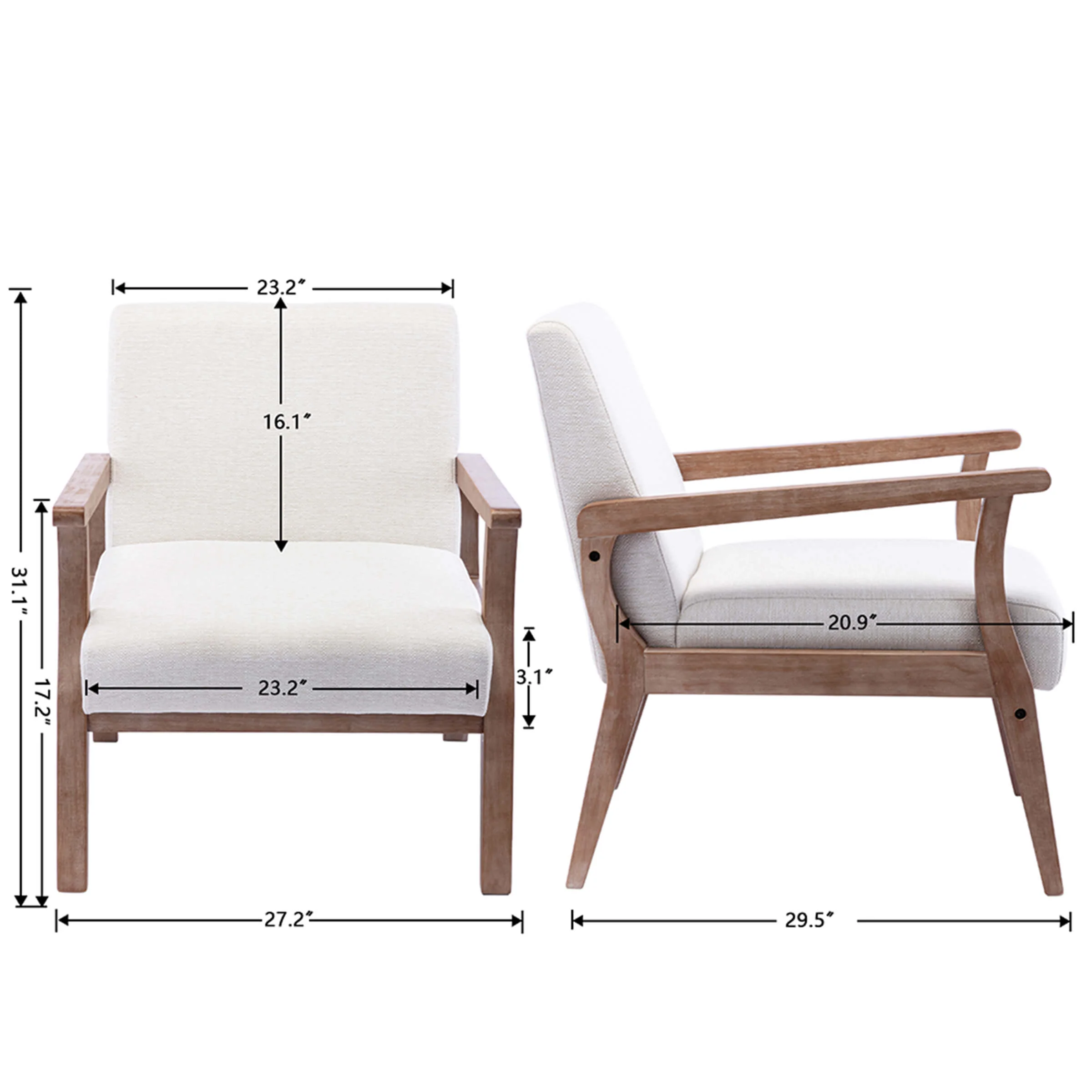 Mid Century Linen Fabric Armchair 1 PCS - 3461AC - Image 9
