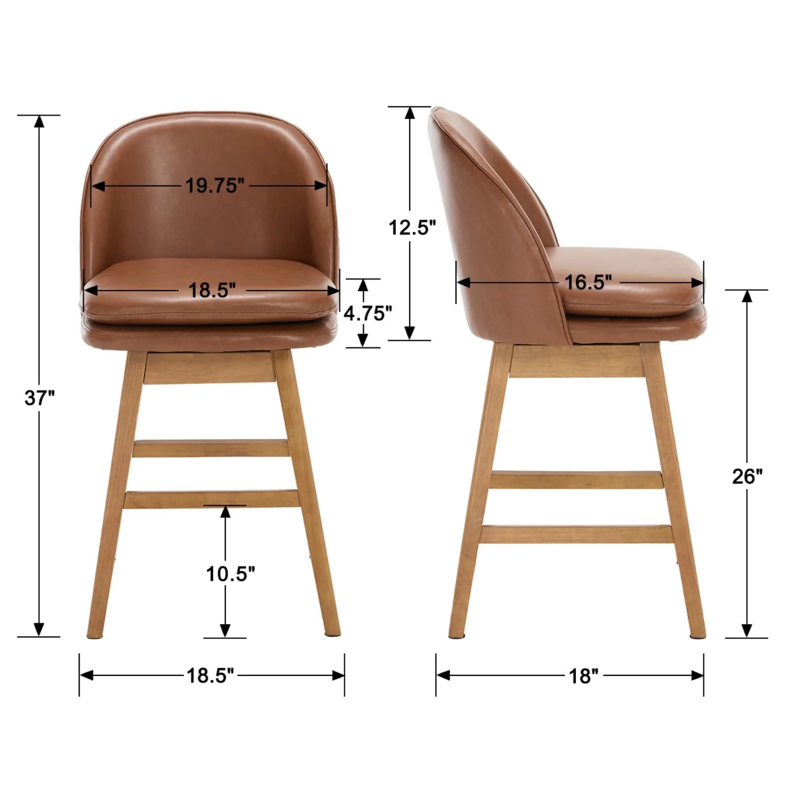 Janoray Mid-Century Swivel Counter Stools Set of 2 - 3004CS - Image 15