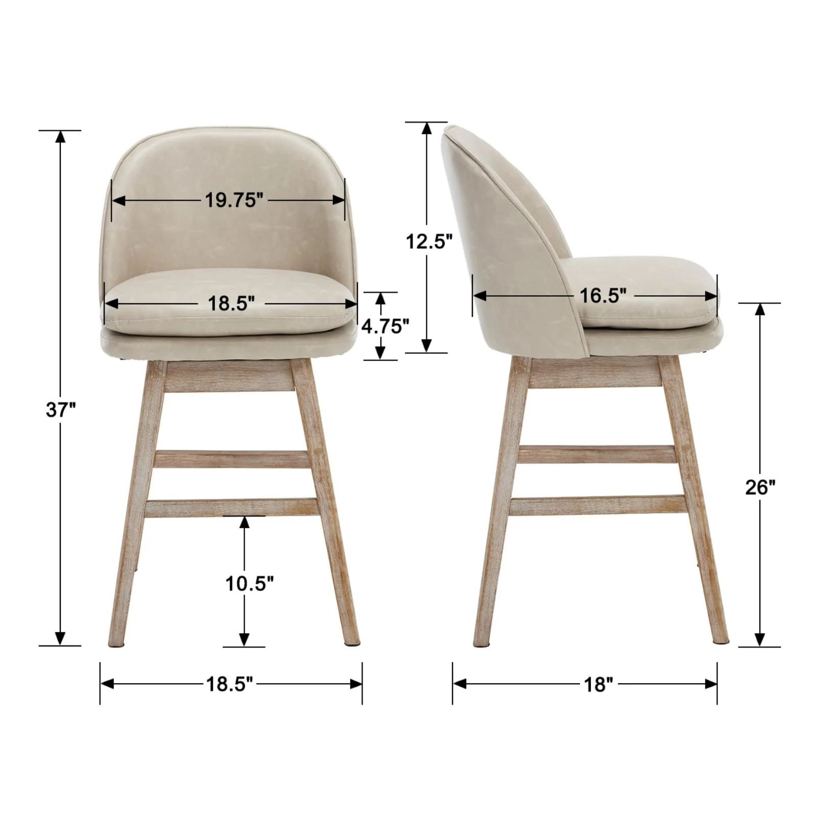 Janoray Mid-Century Swivel Counter Stools Set of 2 - 3004CS - Image 22