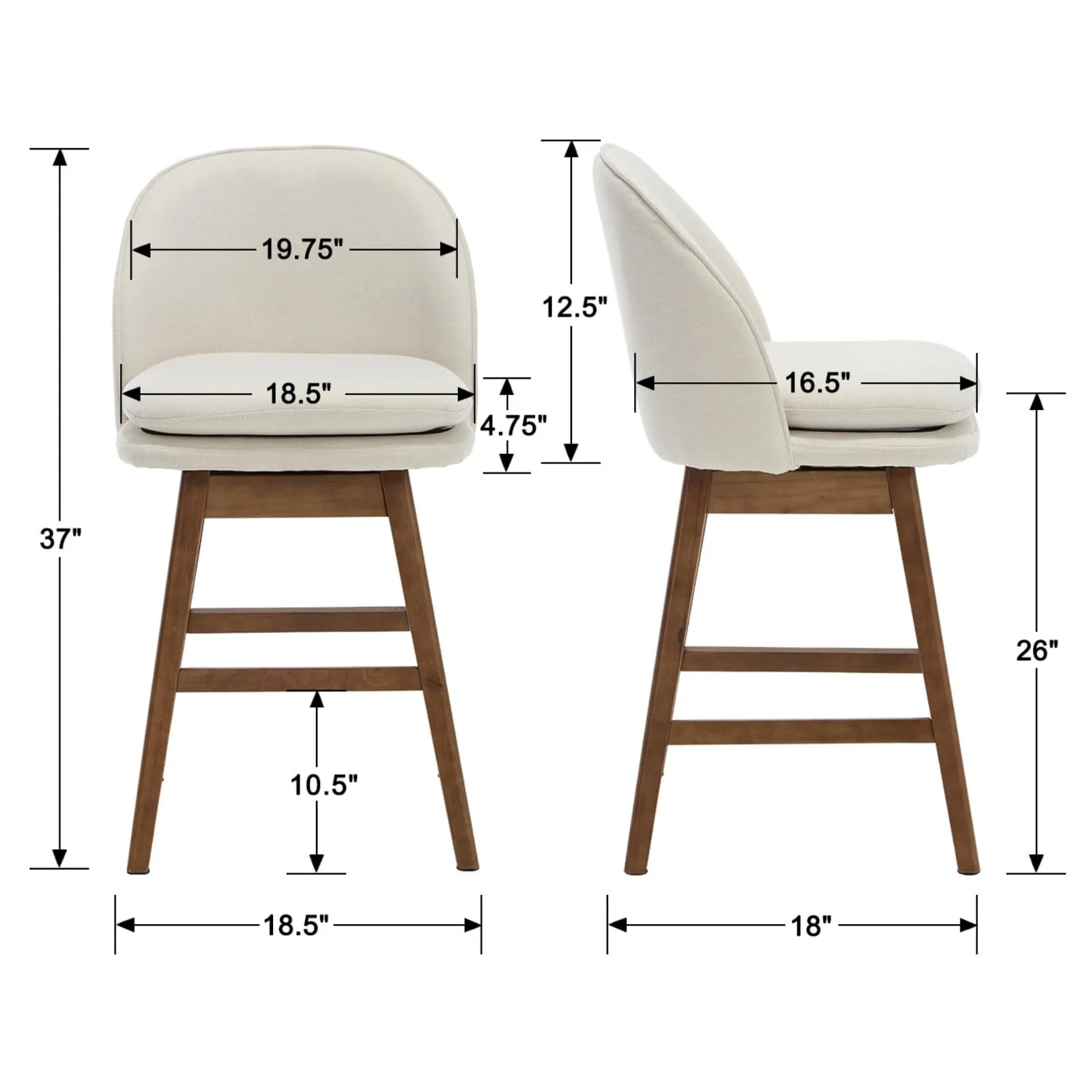 Janoray Mid-Century Swivel Counter Stools Set of 2 - 3004CS - Image 7
