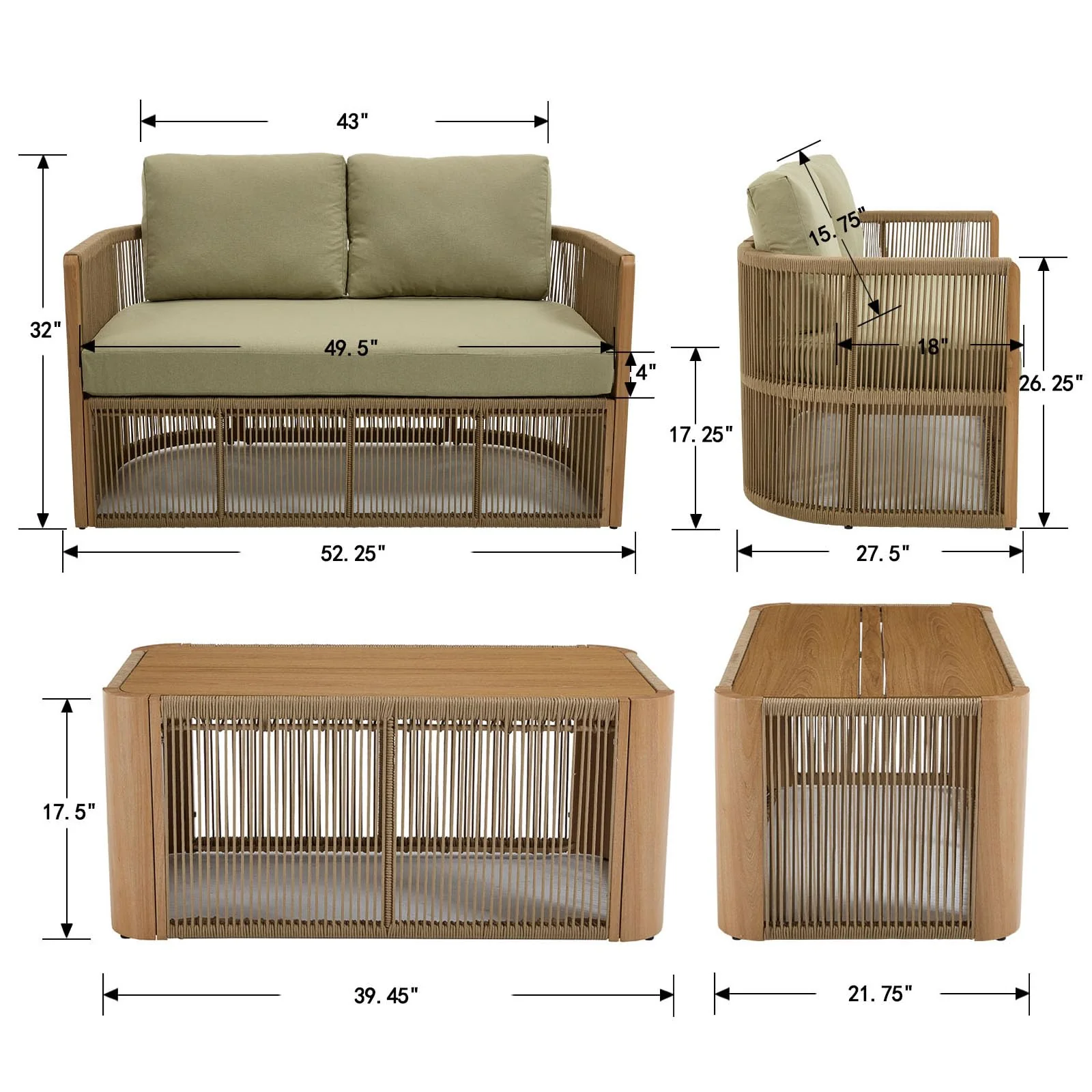 Woven Rope Outdoor Armchair Set of 2 - 1621AC - Image 10