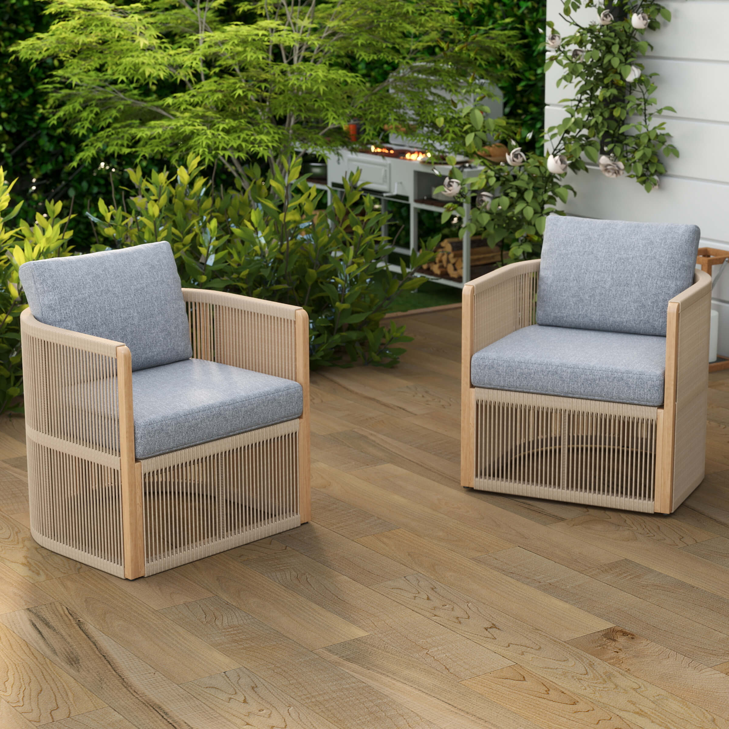 Woven Rope Outdoor Armchair Set of 2 - 1621AC - Image 11