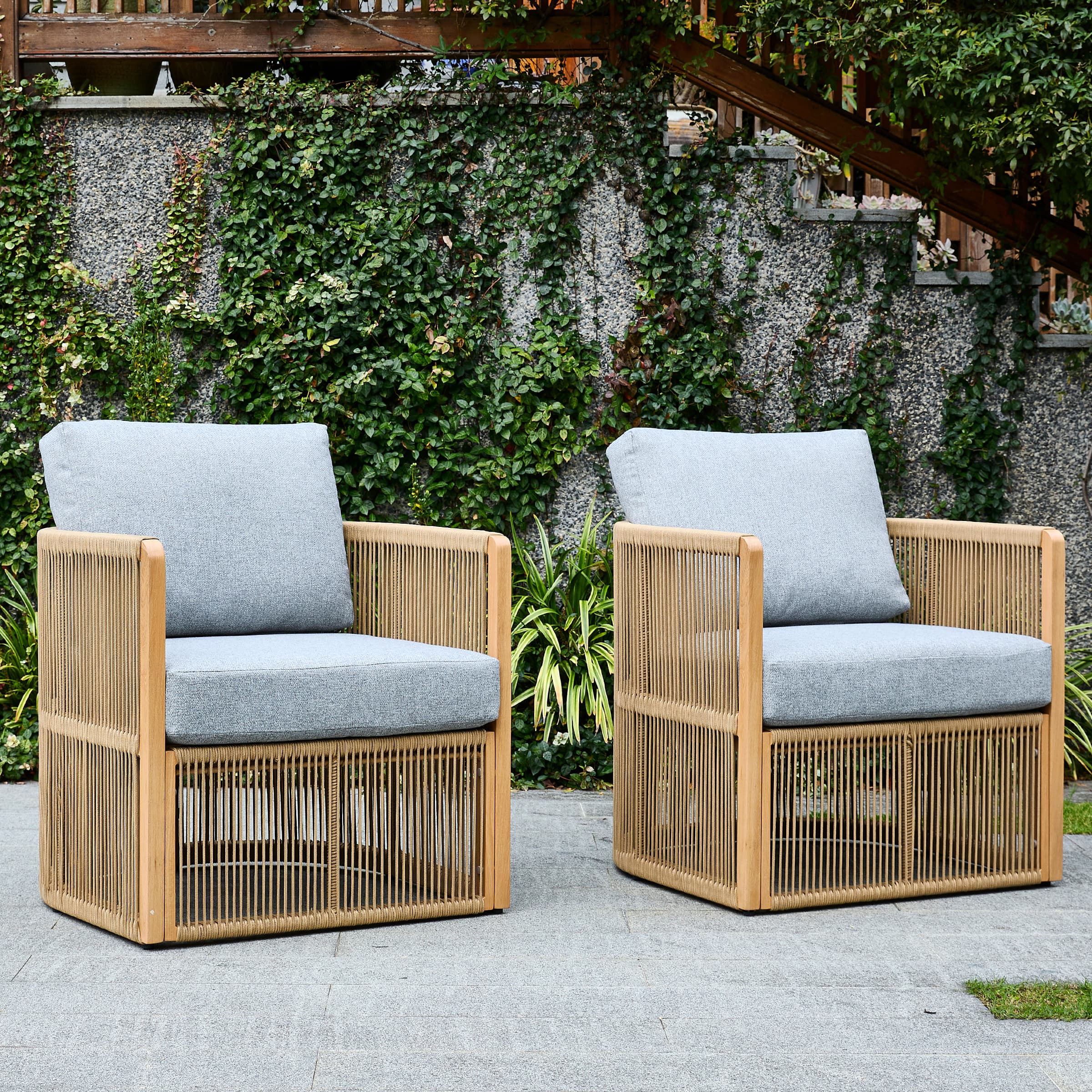 Woven Rope Outdoor Armchair Set of 2 - 1621AC - Image 14