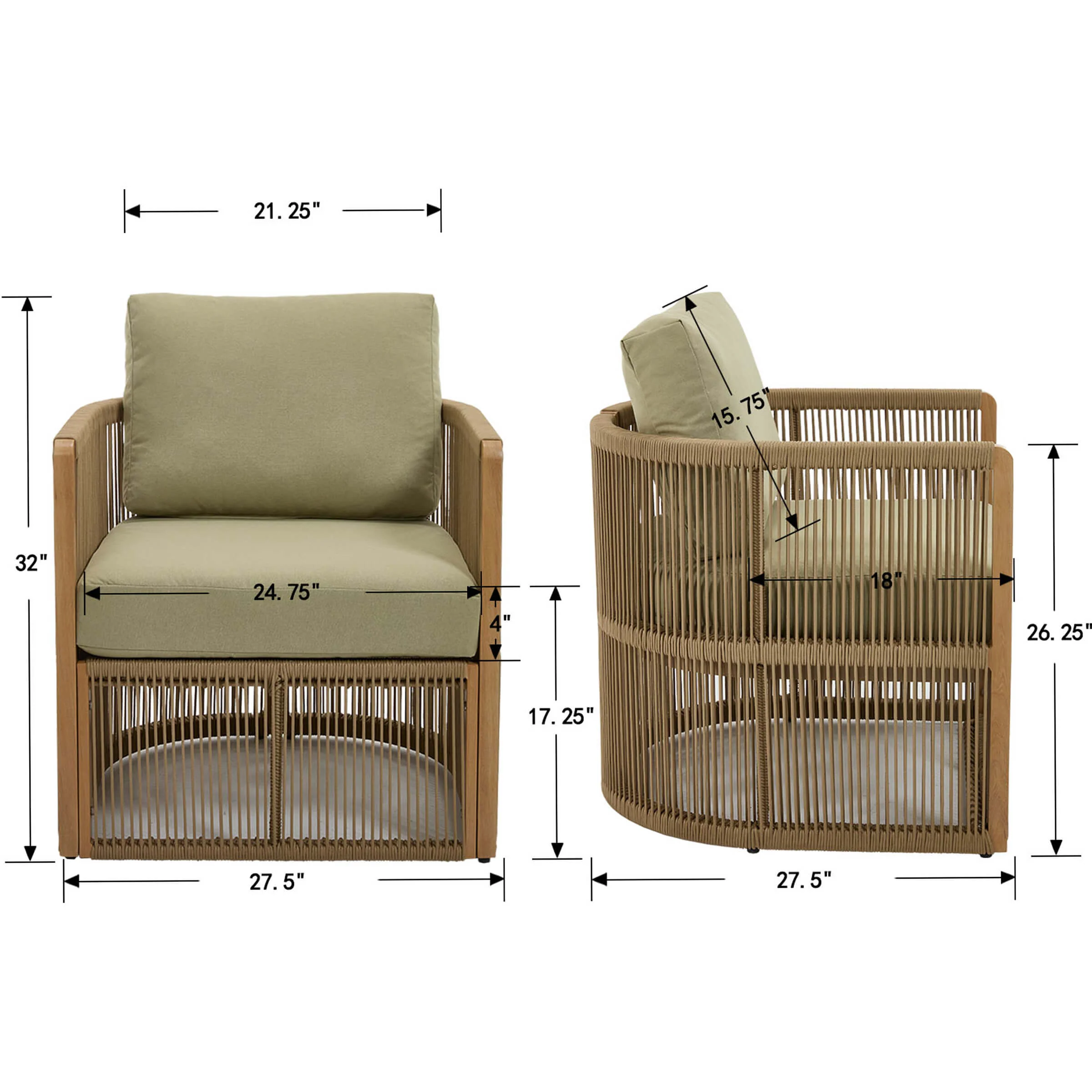 Woven Rope Outdoor Armchair Set of 2 - 1621AC - Image 9