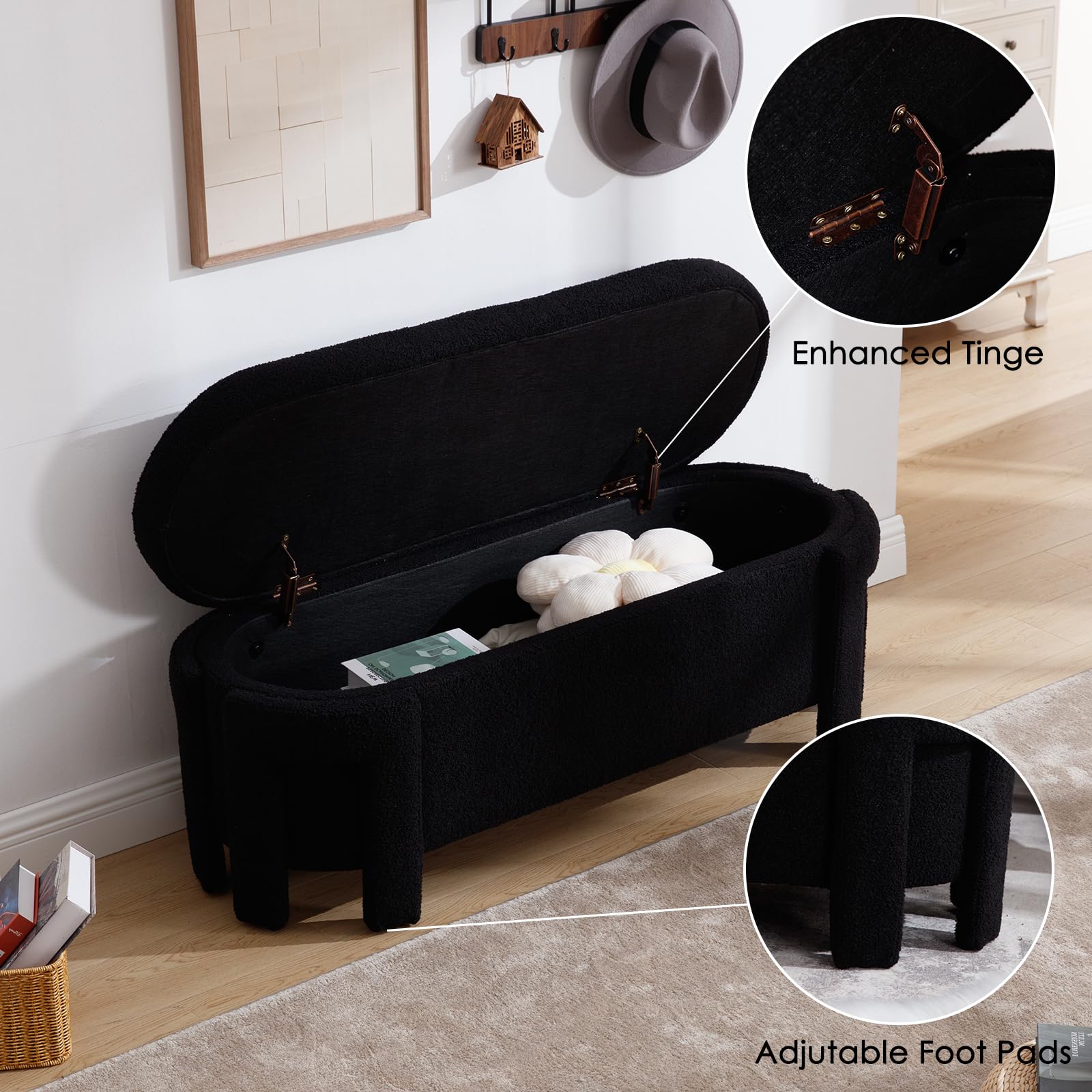 Modern Velvet Storage Entryway Bench - 2630BH - Image 13