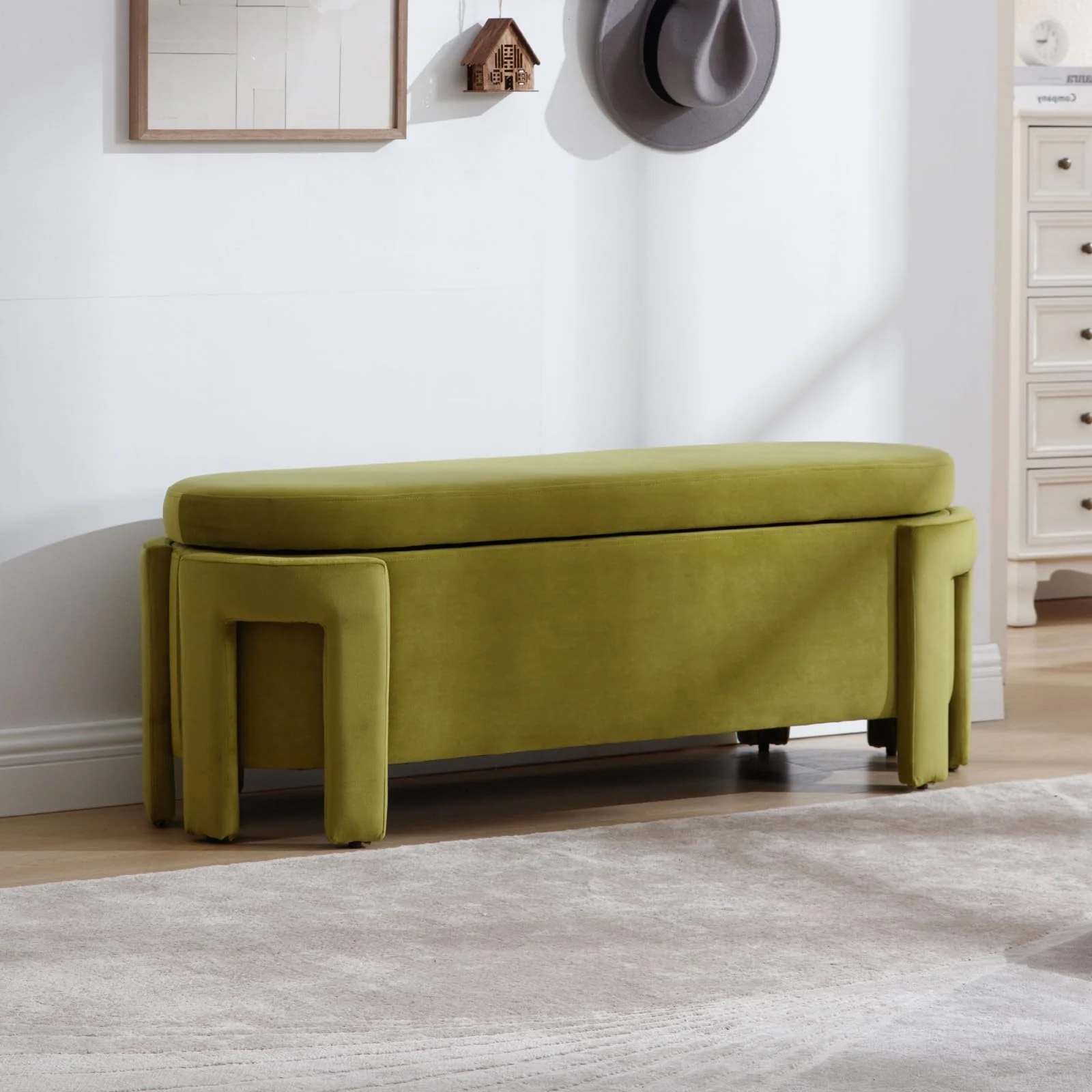 Modern Velvet Storage Entryway Bench - 2630BH - Image 6