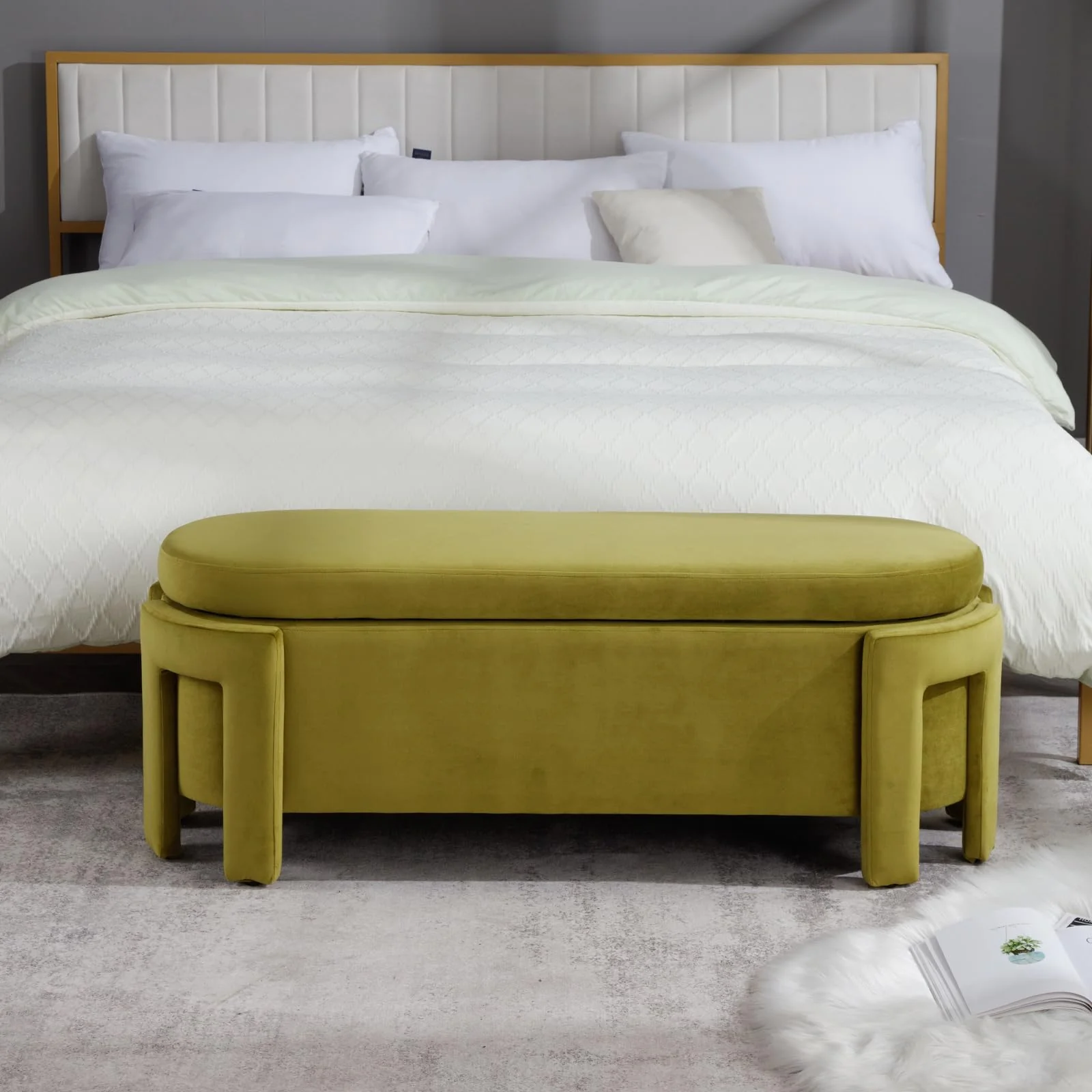 Modern Velvet Storage Entryway Bench - 2630BH - Image 7