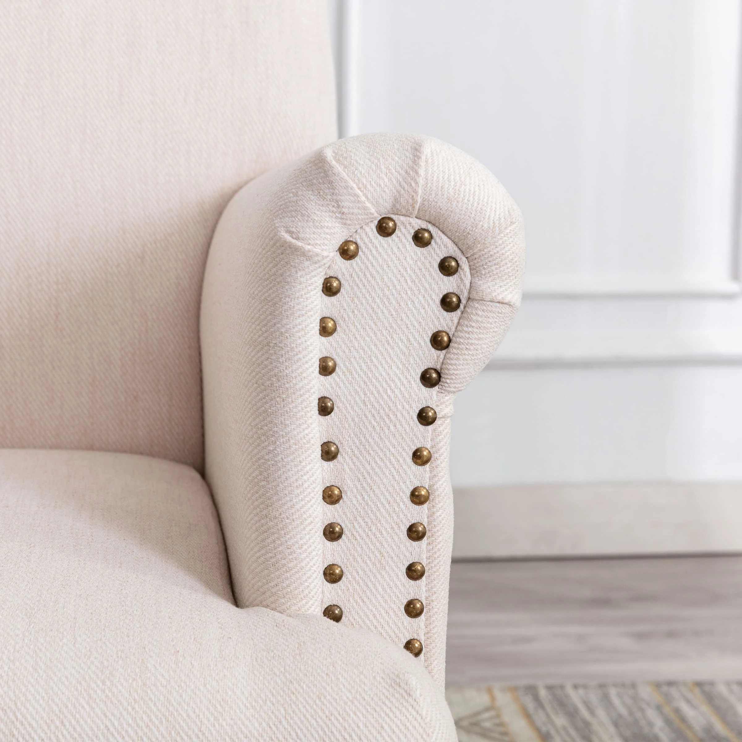 Nailhead Trim Linen Accent Chair 1 PCS - 8330AC - Image 17