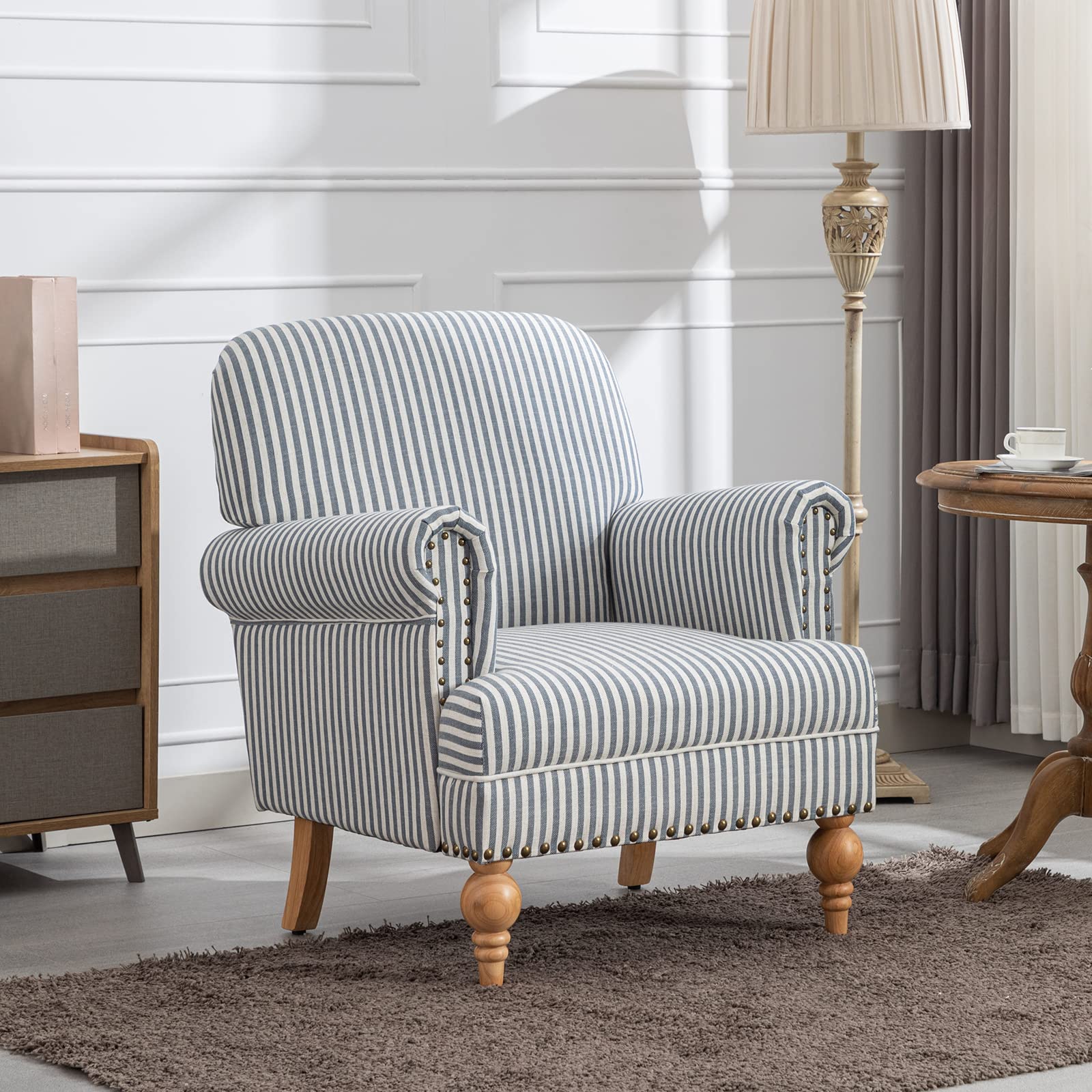 Nailhead Trim Linen Accent Chair 1 PCS - 8330AC - Image 19