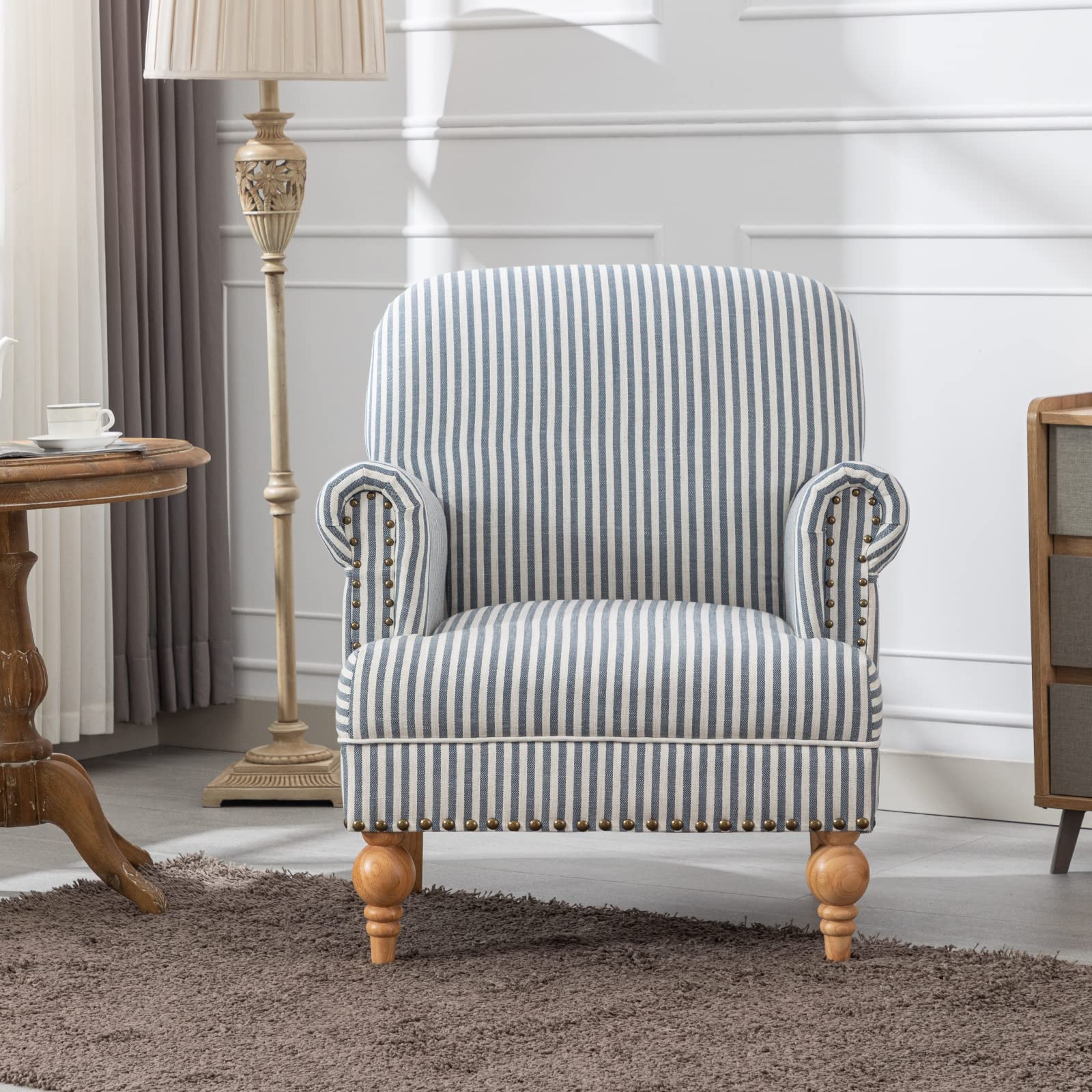 Nailhead Trim Linen Accent Chair 1 PCS - 8330AC - Image 20