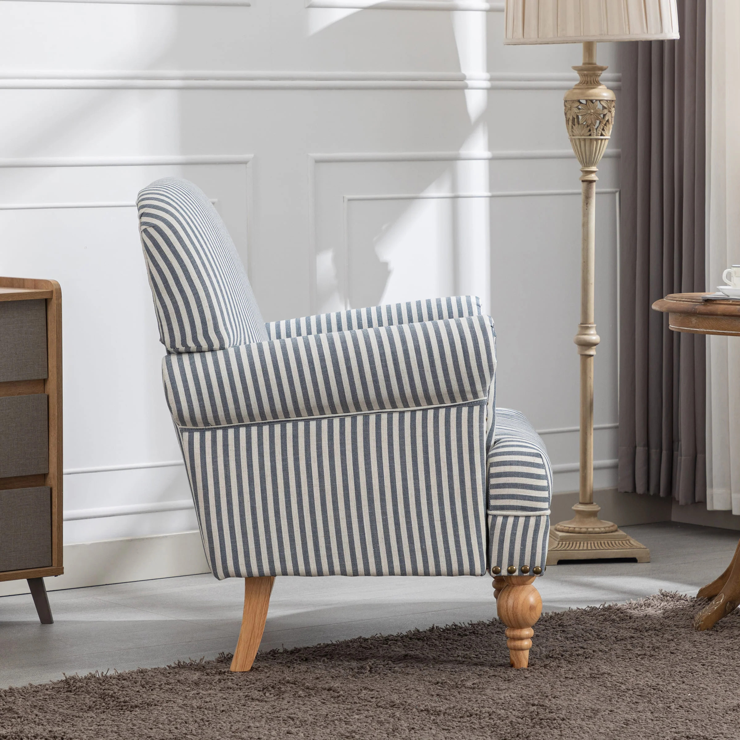 Nailhead Trim Linen Accent Chair 1 PCS - 8330AC - Image 21