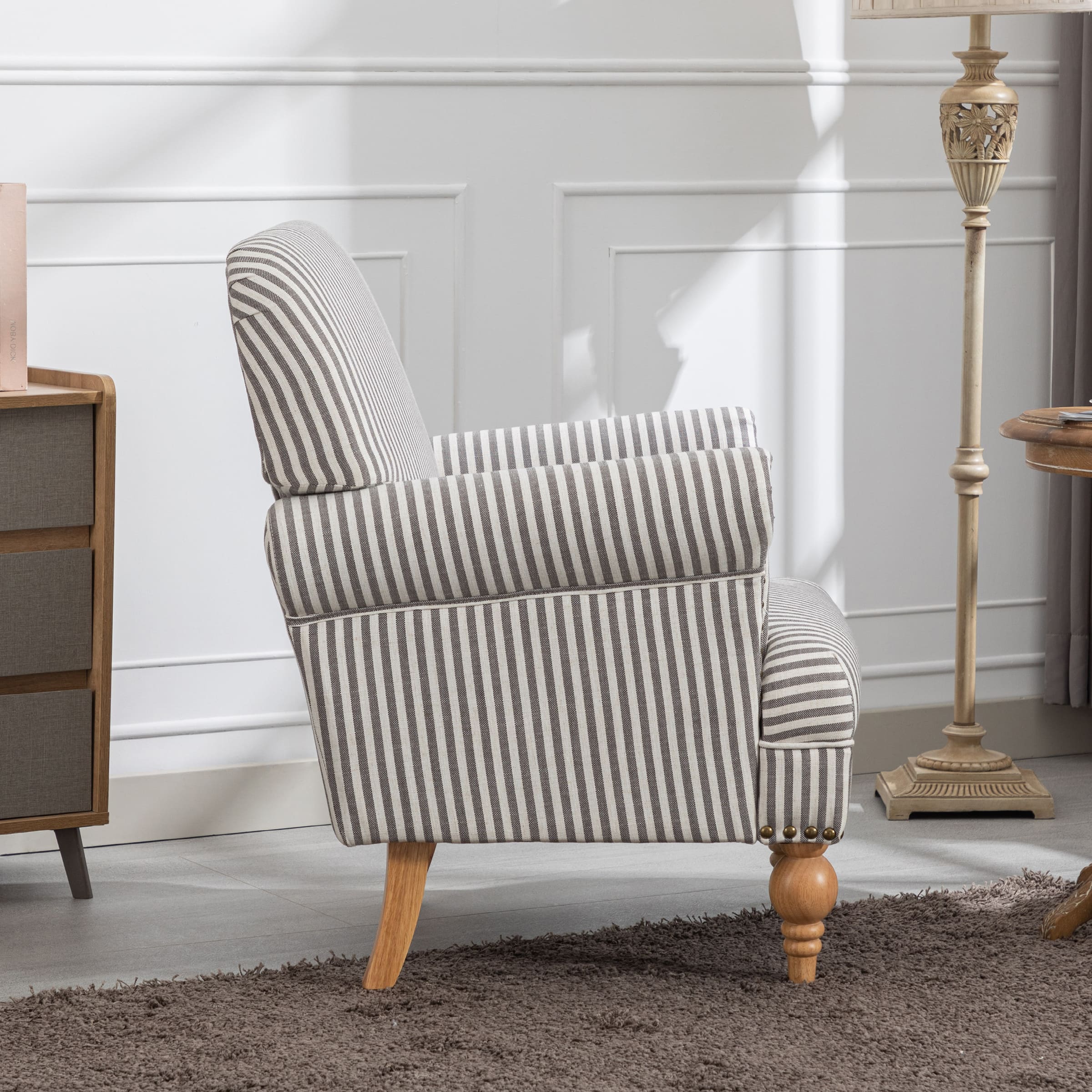 Nailhead Trim Linen Accent Chair 1 PCS - 8330AC - Image 29