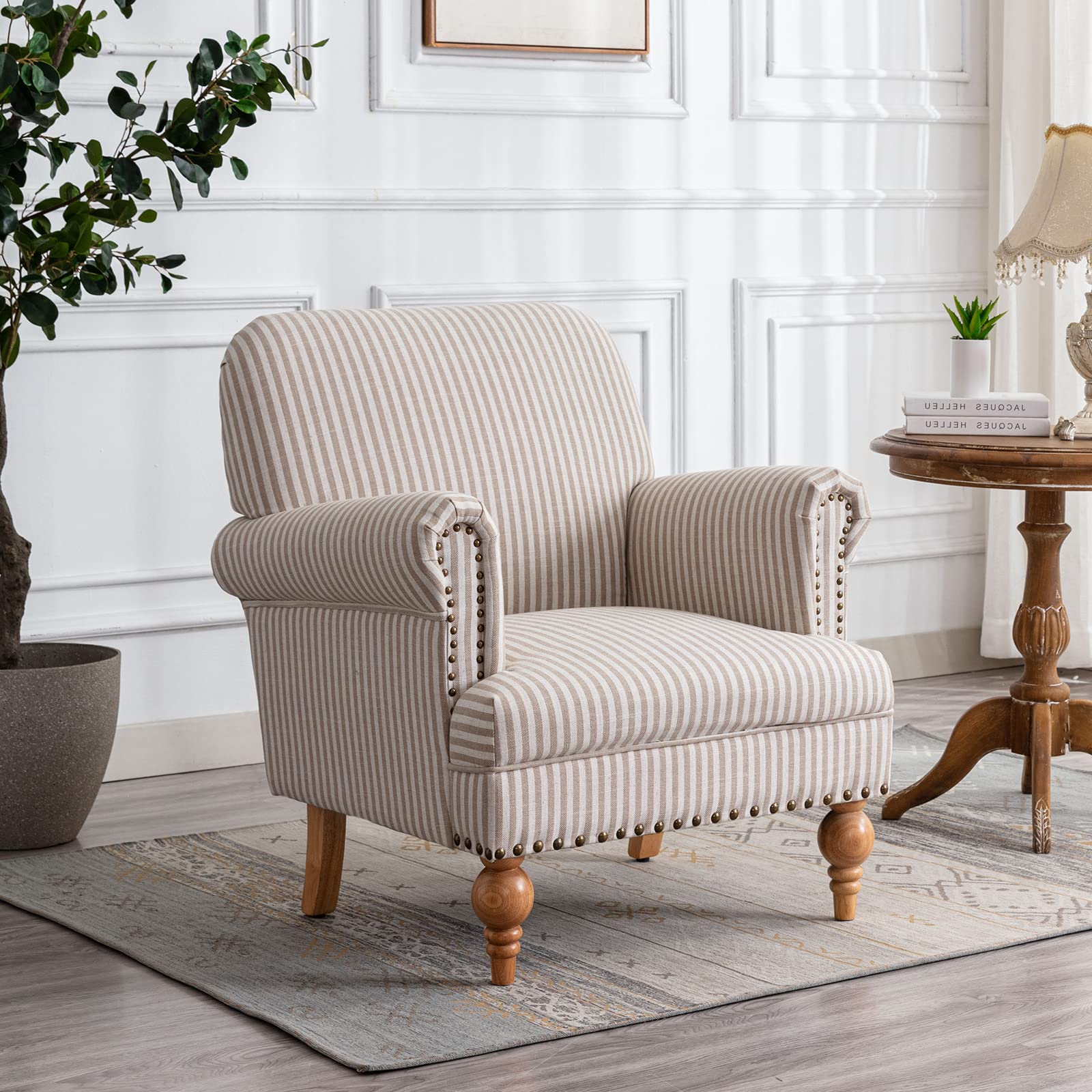 Nailhead Trim Linen Accent Chair 1 PCS - 8330AC - Image 35
