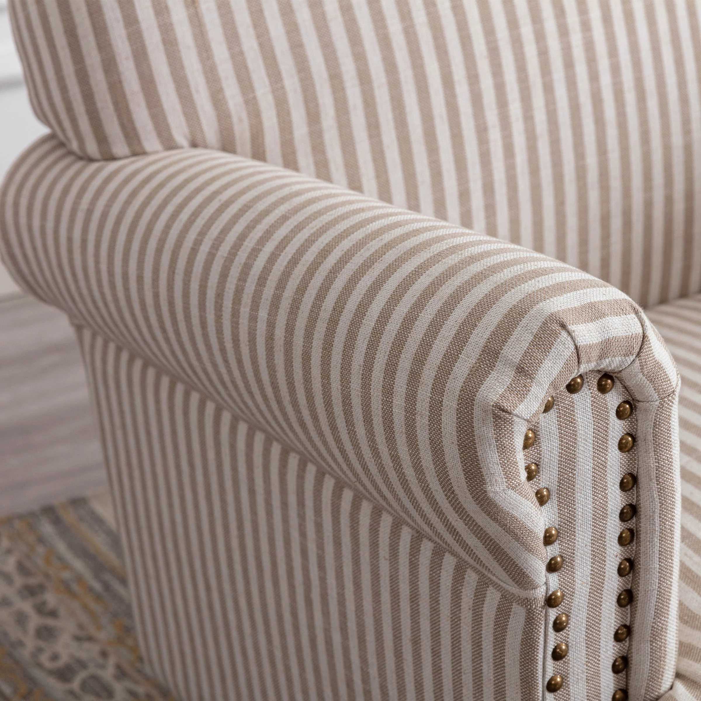 Nailhead Trim Linen Accent Chair 1 PCS - 8330AC - Image 41
