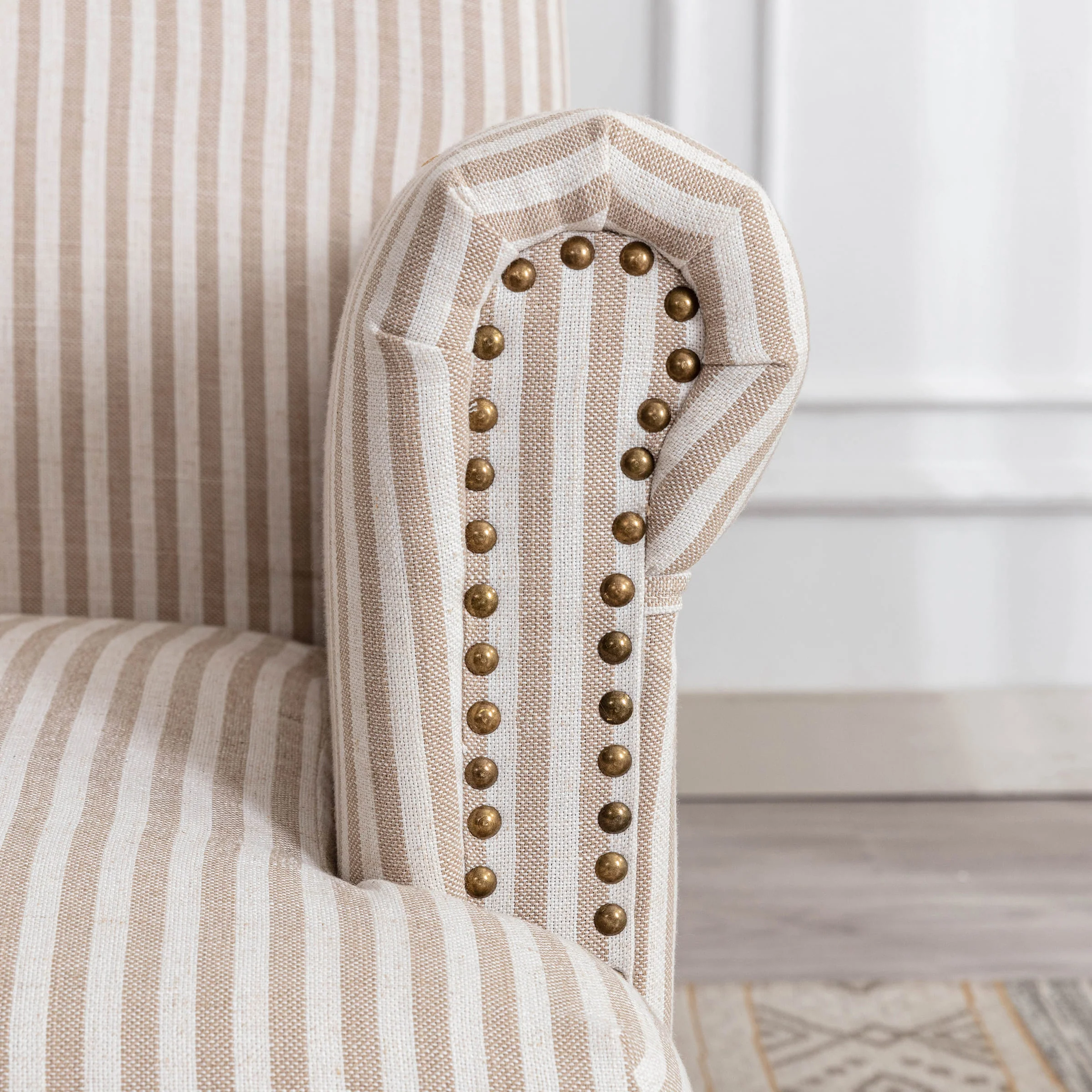 Nailhead Trim Linen Accent Chair 1 PCS - 8330AC - Image 42