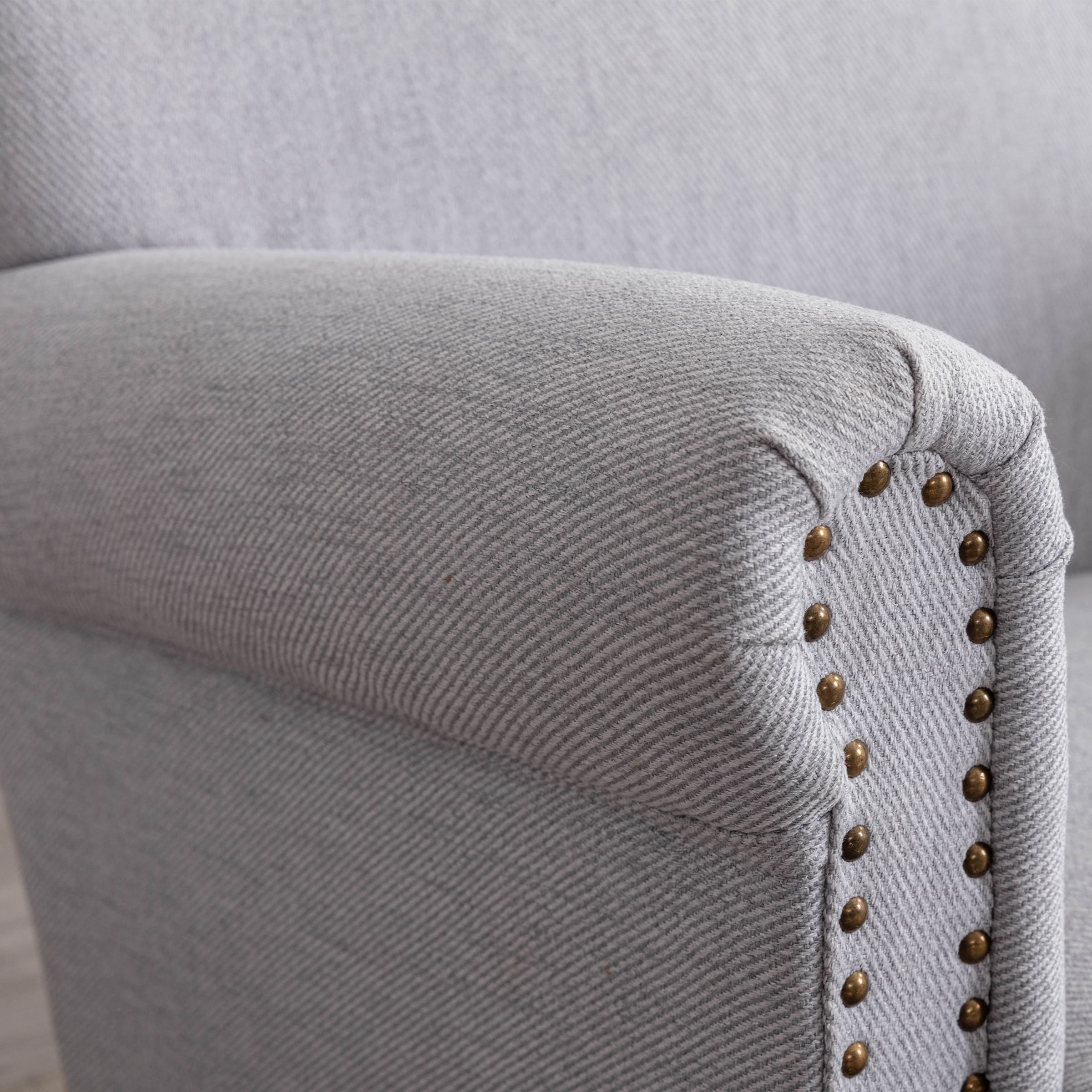 Nailhead Trim Linen Accent Chair 1 PCS - 8330AC - Image 6