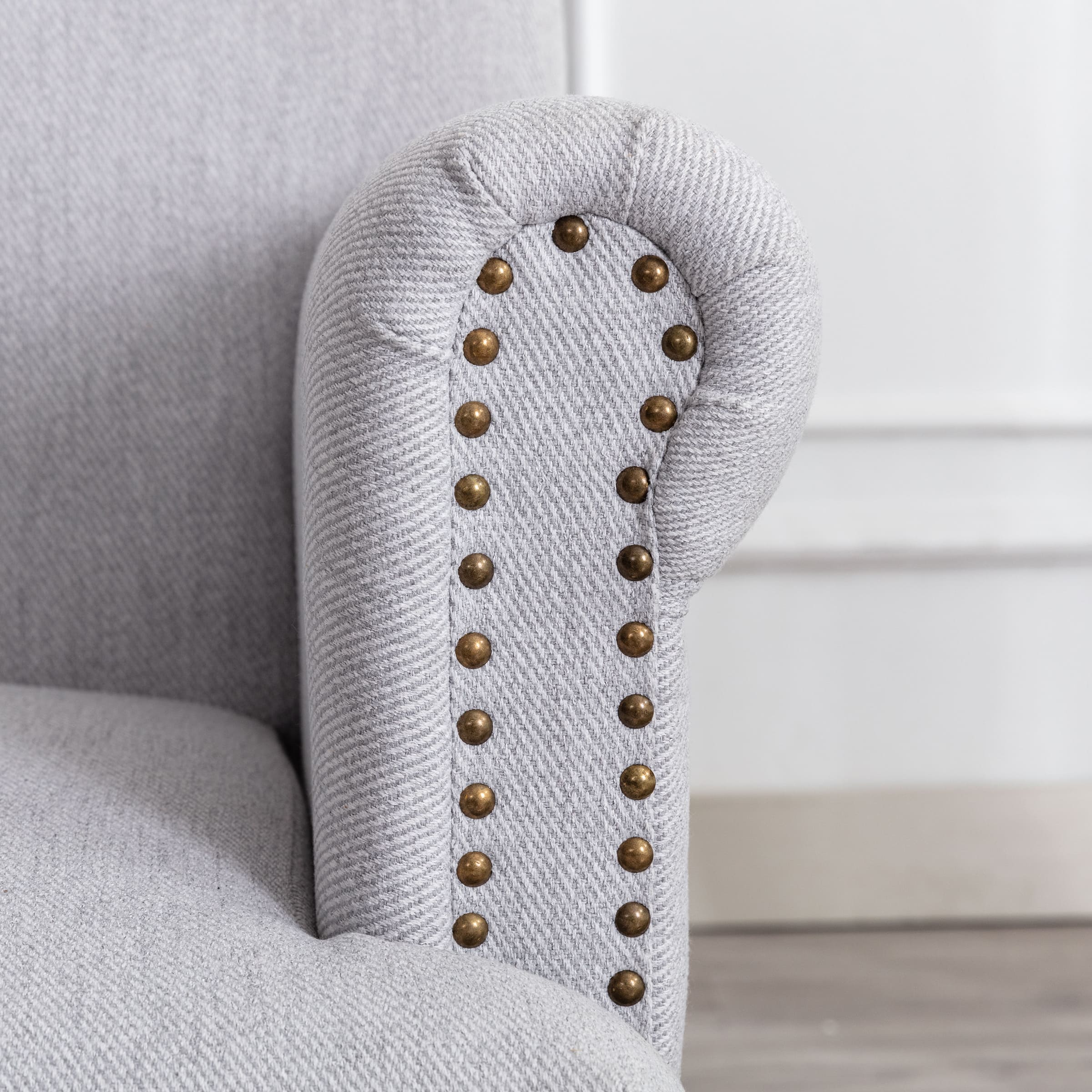 Nailhead Trim Linen Accent Chair 1 PCS - 8330AC - Image 7