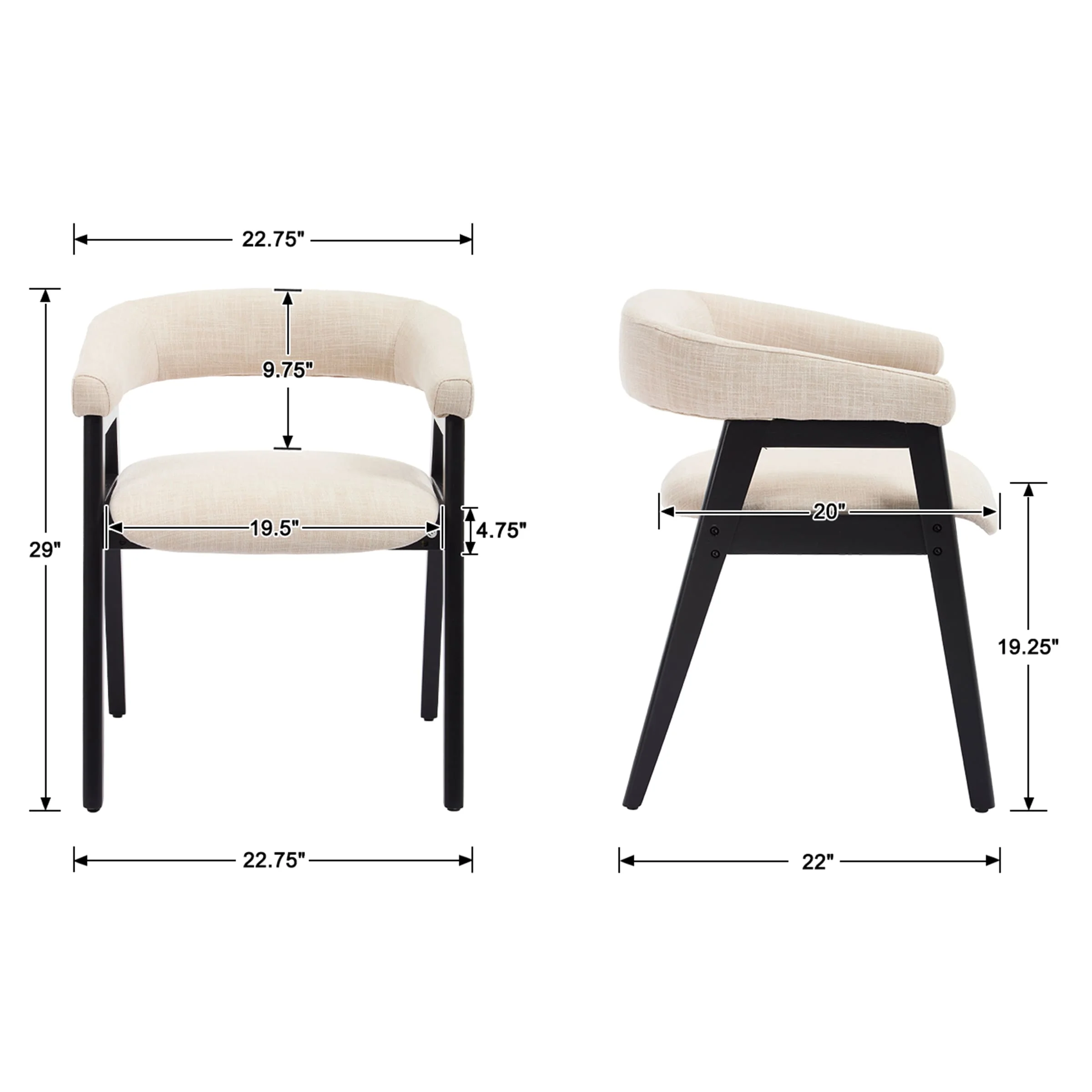 Open Back Barrel Dining Chairs Set of 2 - 2230DC - Image 10