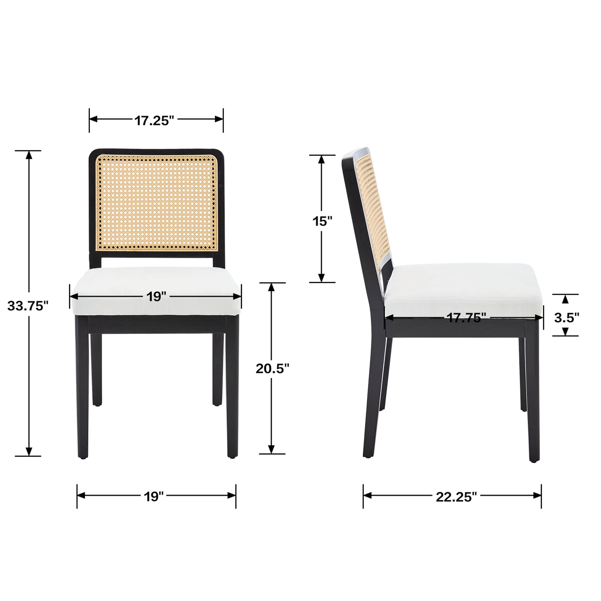 Rattan Back Dining Chairs Set of 2 - 3233DC - Image 8
