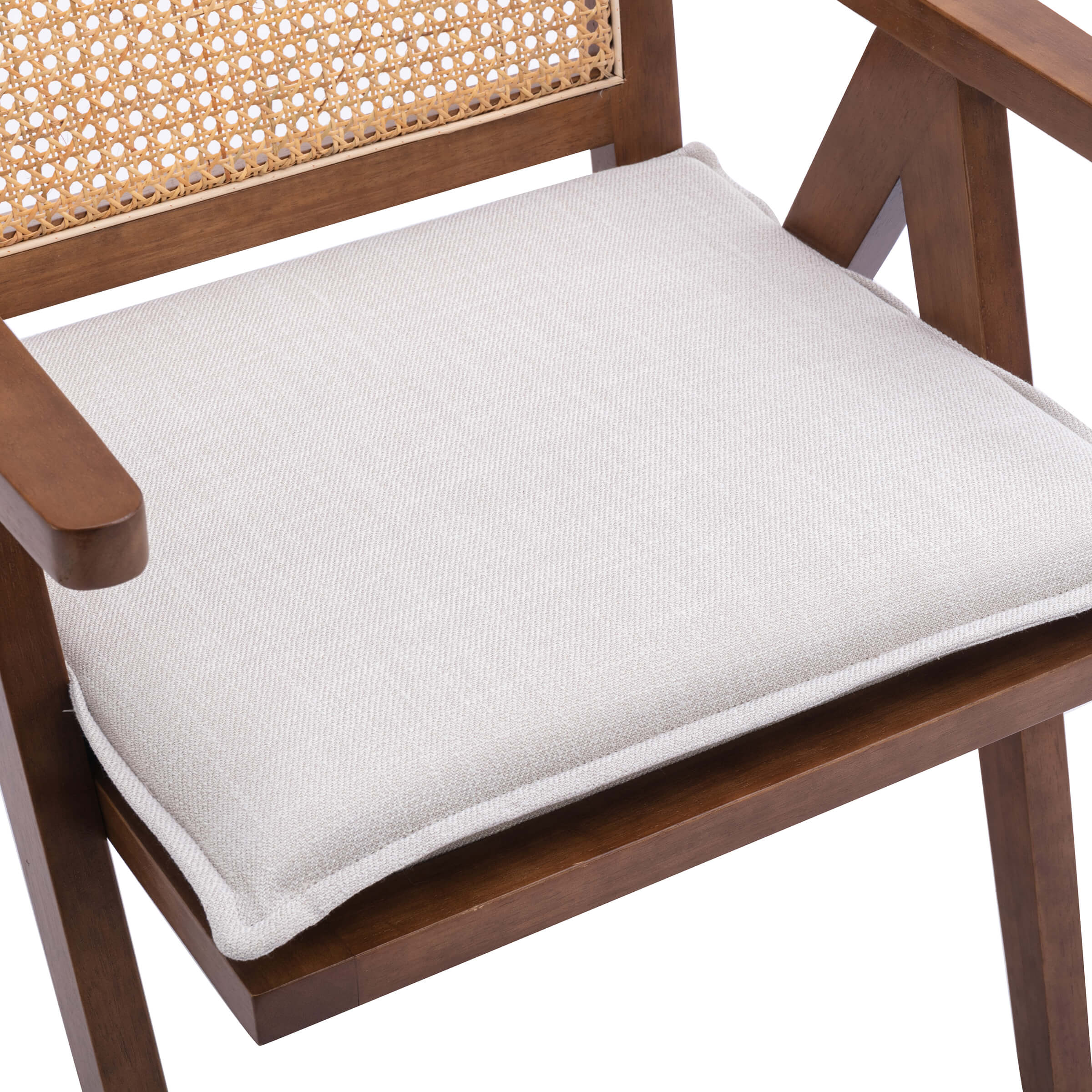 Rattan Back Linen Dining Chairs Set of 2 - 1826DC - Image 17