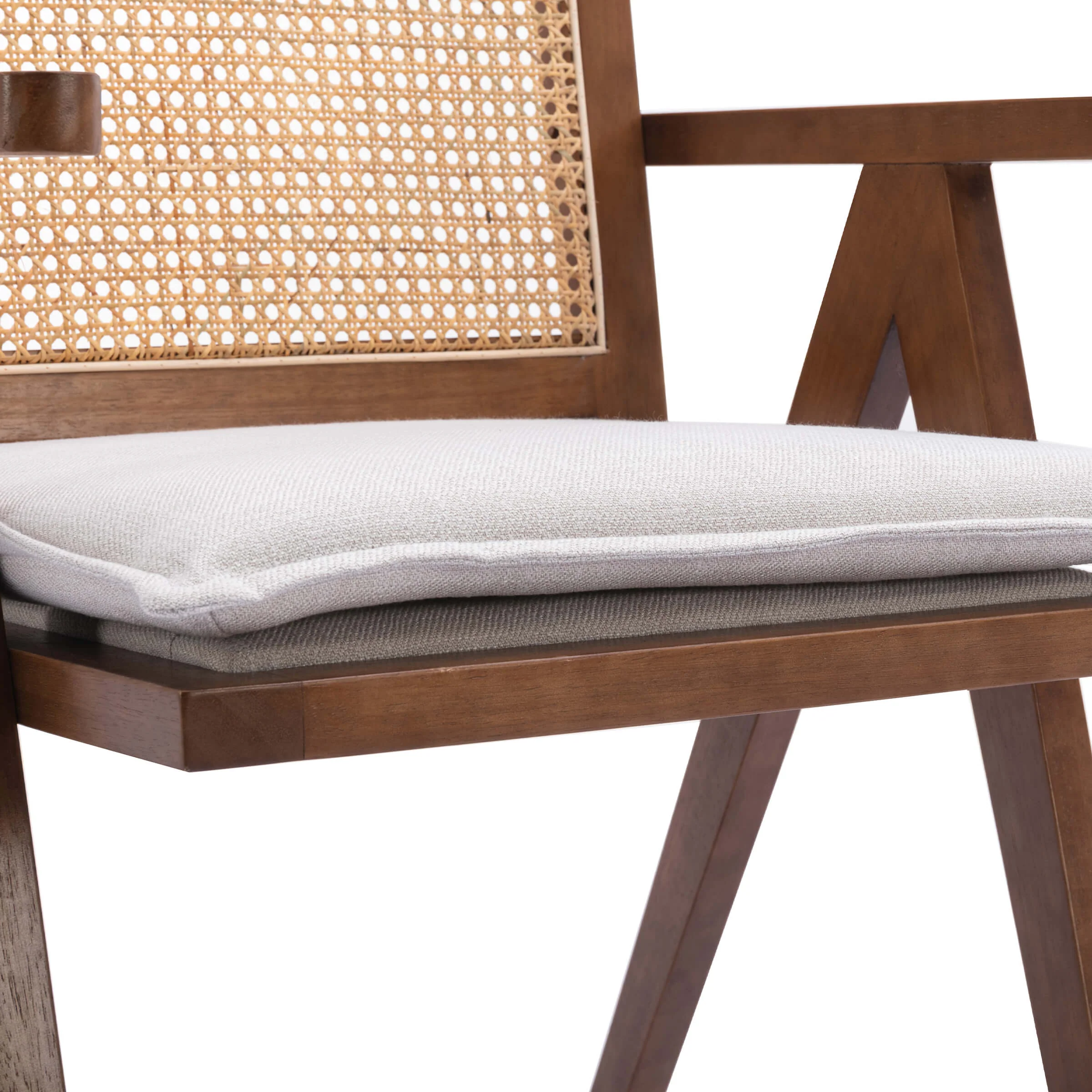 Rattan Back Linen Dining Chairs Set of 2 - 1826DC - Image 18