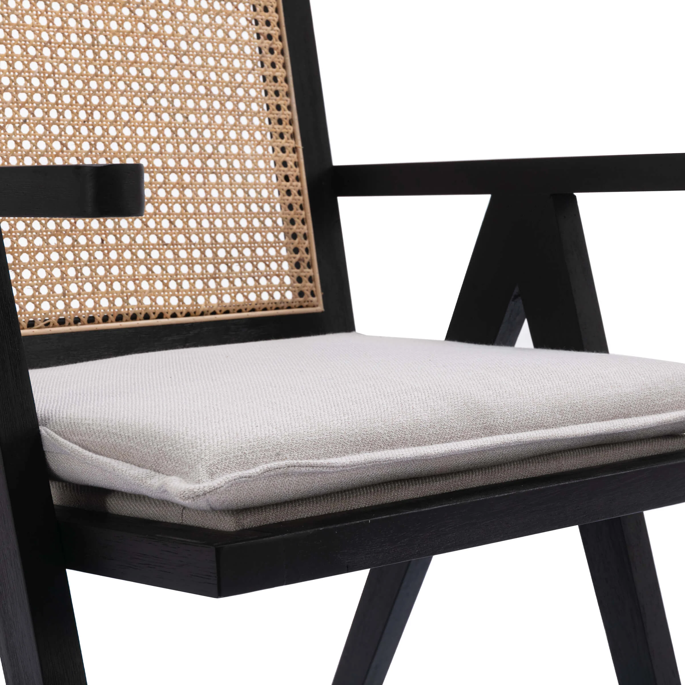 Rattan Back Linen Dining Chairs Set of 2 - 1826DC - Image 6
