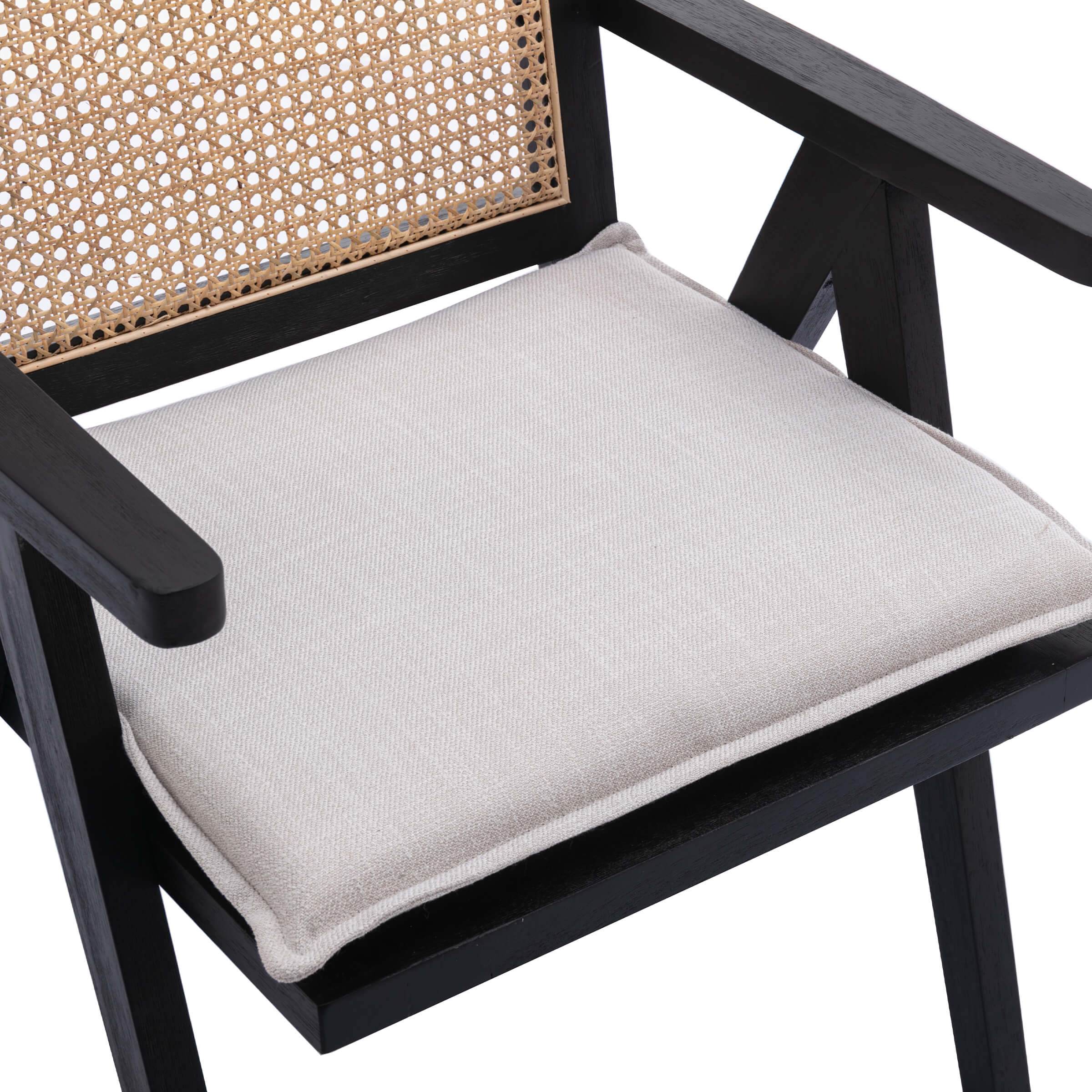 Rattan Back Linen Dining Chairs Set of 2 - 1826DC - Image 7